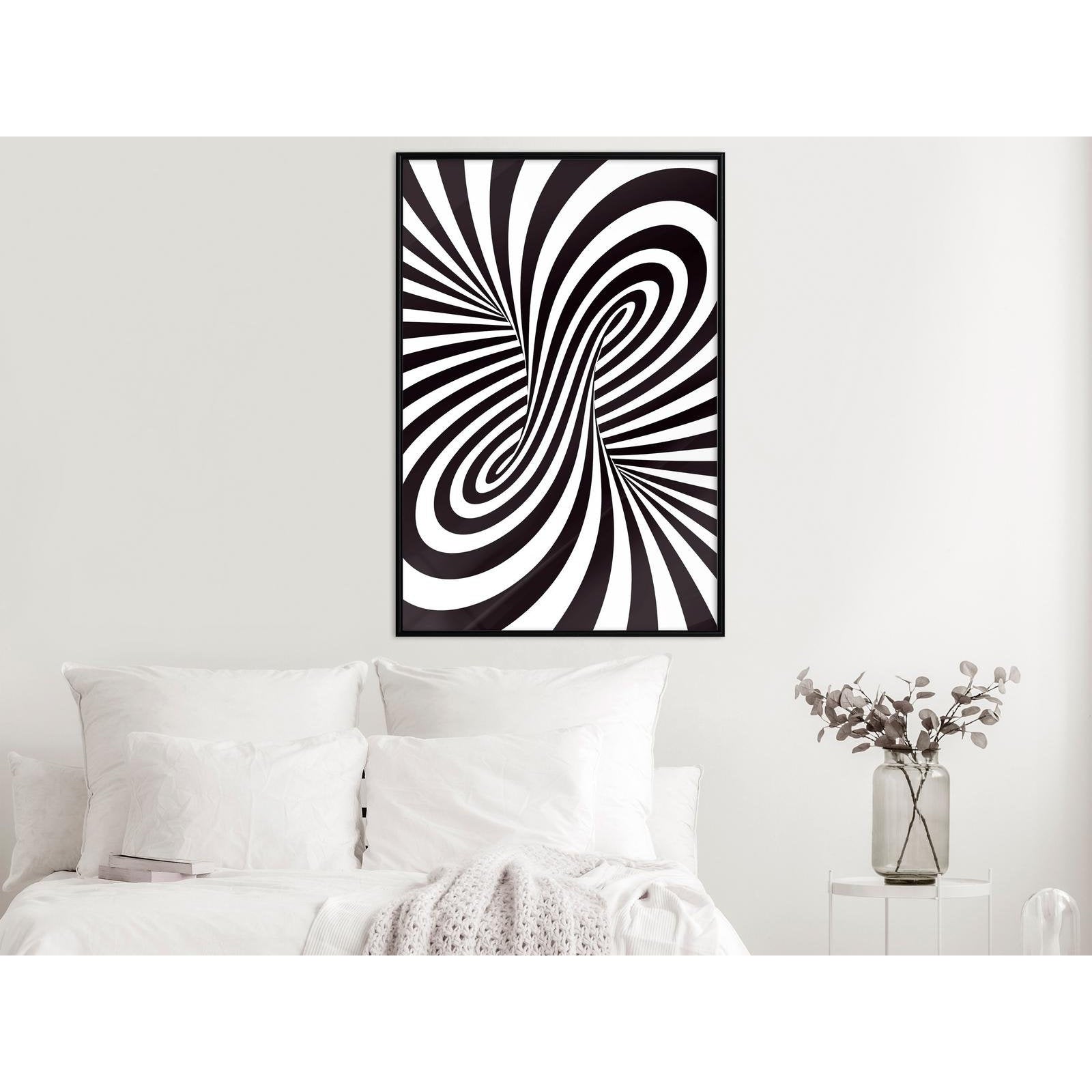 Inramad Poster / Tavla - Black and White Swirl-Poster Inramad-Artgeist-peaceofhome.se