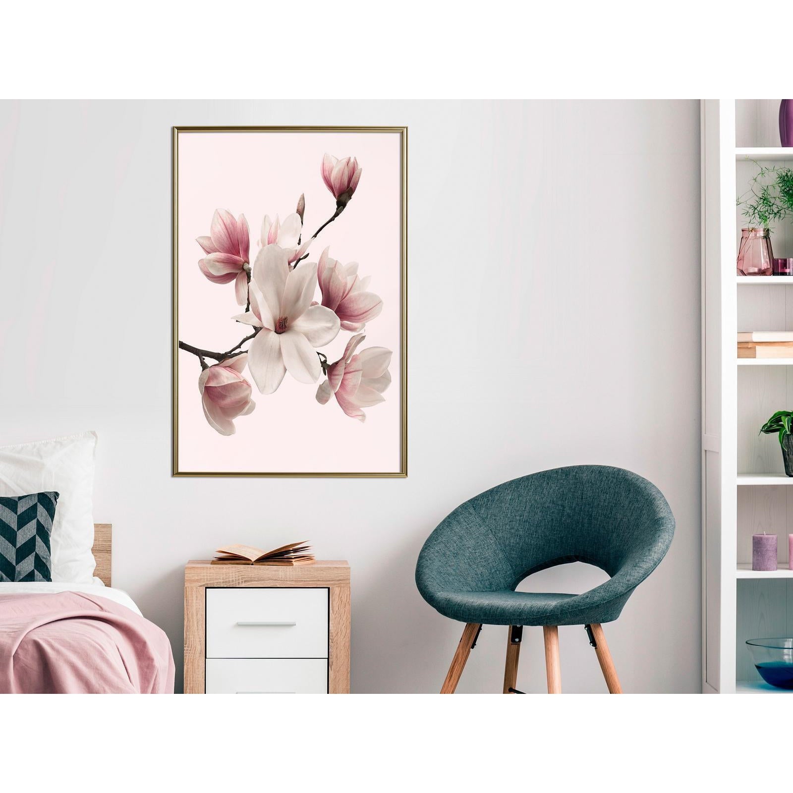 Inramad Poster / Tavla - Blooming Magnolias I-Poster Inramad-Artgeist-peaceofhome.se