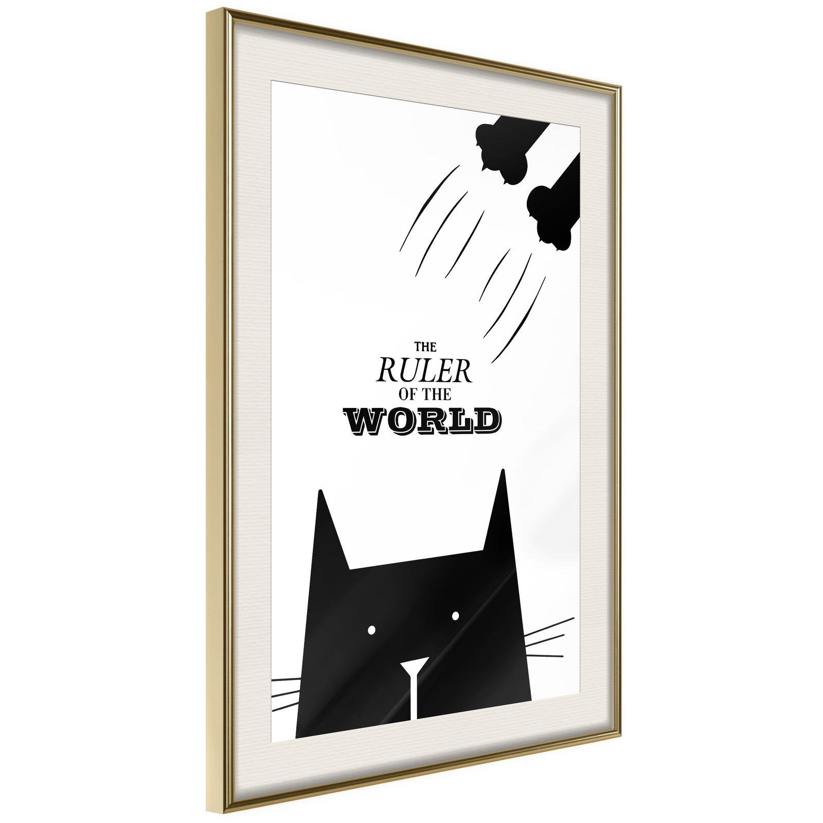 Inramad Poster / Tavla - Bossy Cat-Poster Inramad-Artgeist-20x30-Guldram med passepartout-peaceofhome.se