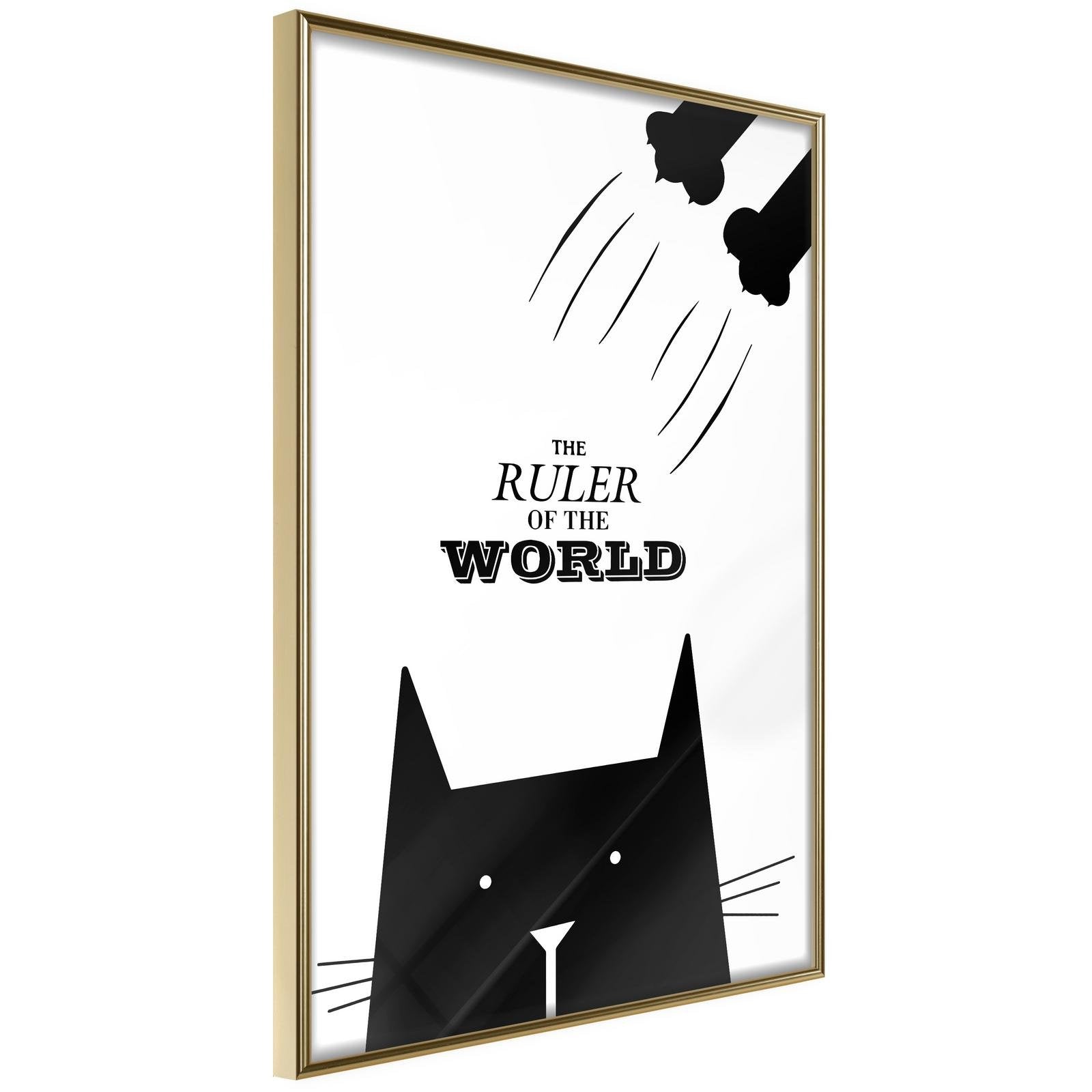 Inramad Poster / Tavla - Bossy Cat-Poster Inramad-Artgeist-20x30-Guldram-peaceofhome.se