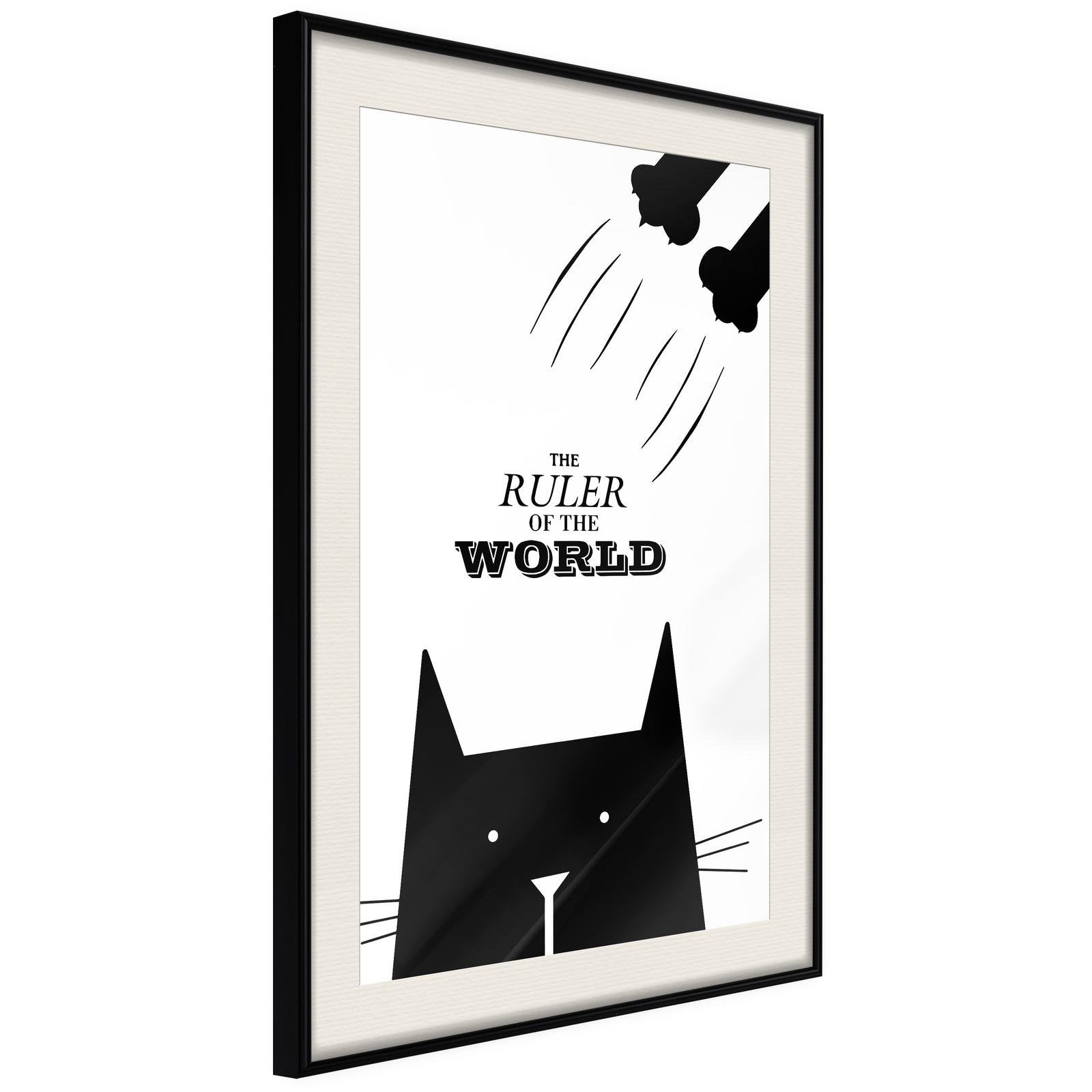 Inramad Poster / Tavla - Bossy Cat-Poster Inramad-Artgeist-20x30-Svart ram med passepartout-peaceofhome.se