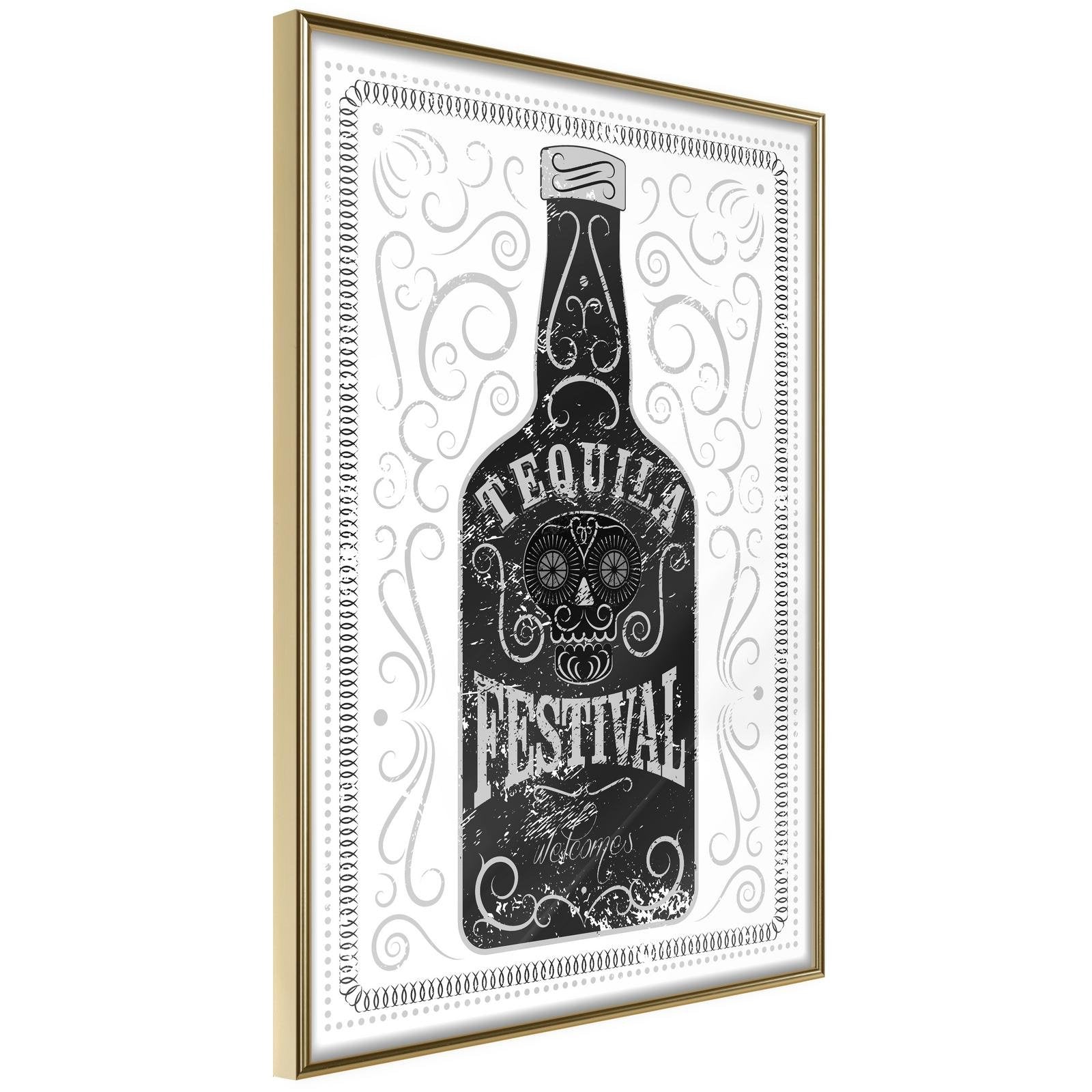 Inramad Poster / Tavla - Bottle of Tequila-Poster Inramad-Artgeist-20x30-Guldram-peaceofhome.se