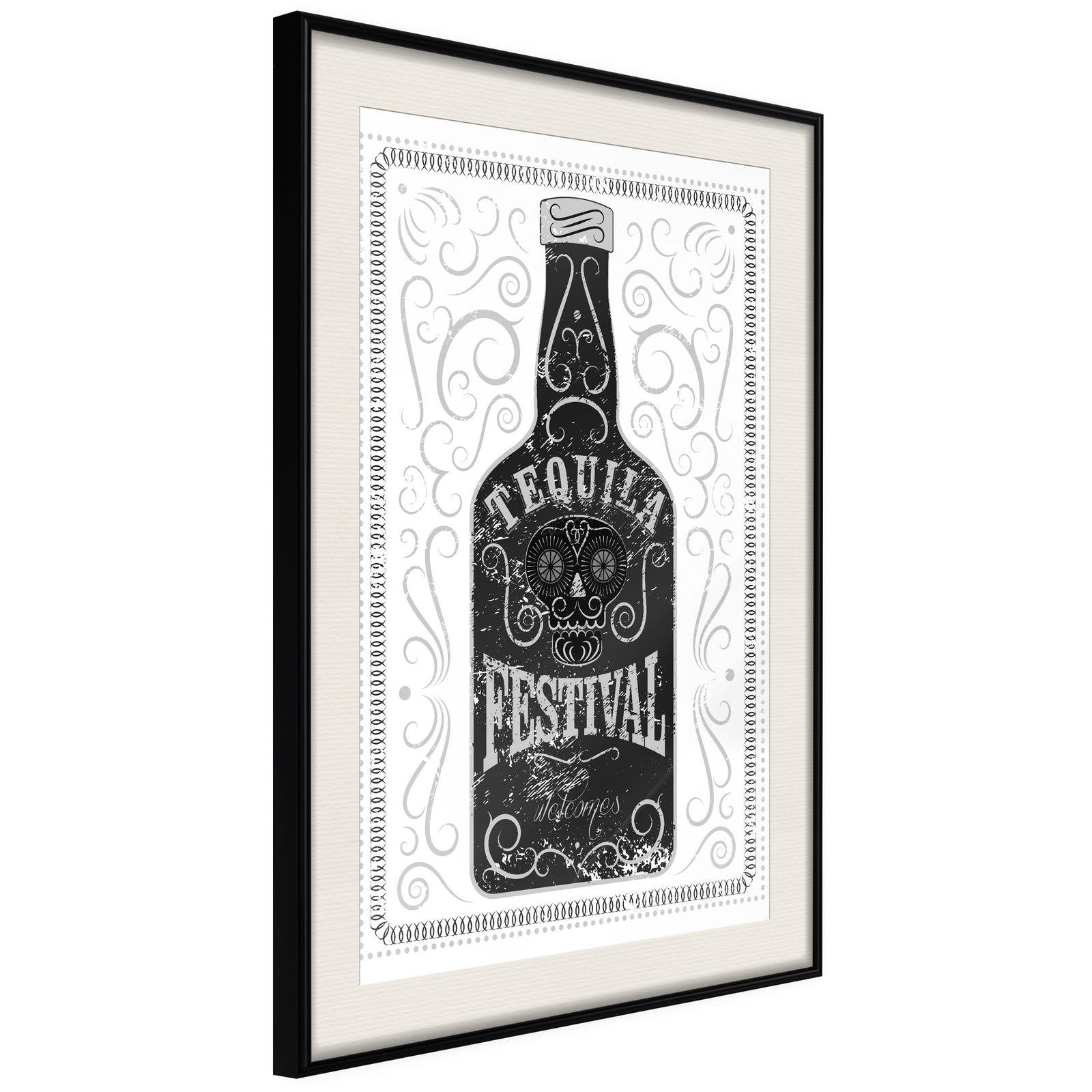 Inramad Poster / Tavla - Bottle of Tequila-Poster Inramad-Artgeist-20x30-Svart ram med passepartout-peaceofhome.se