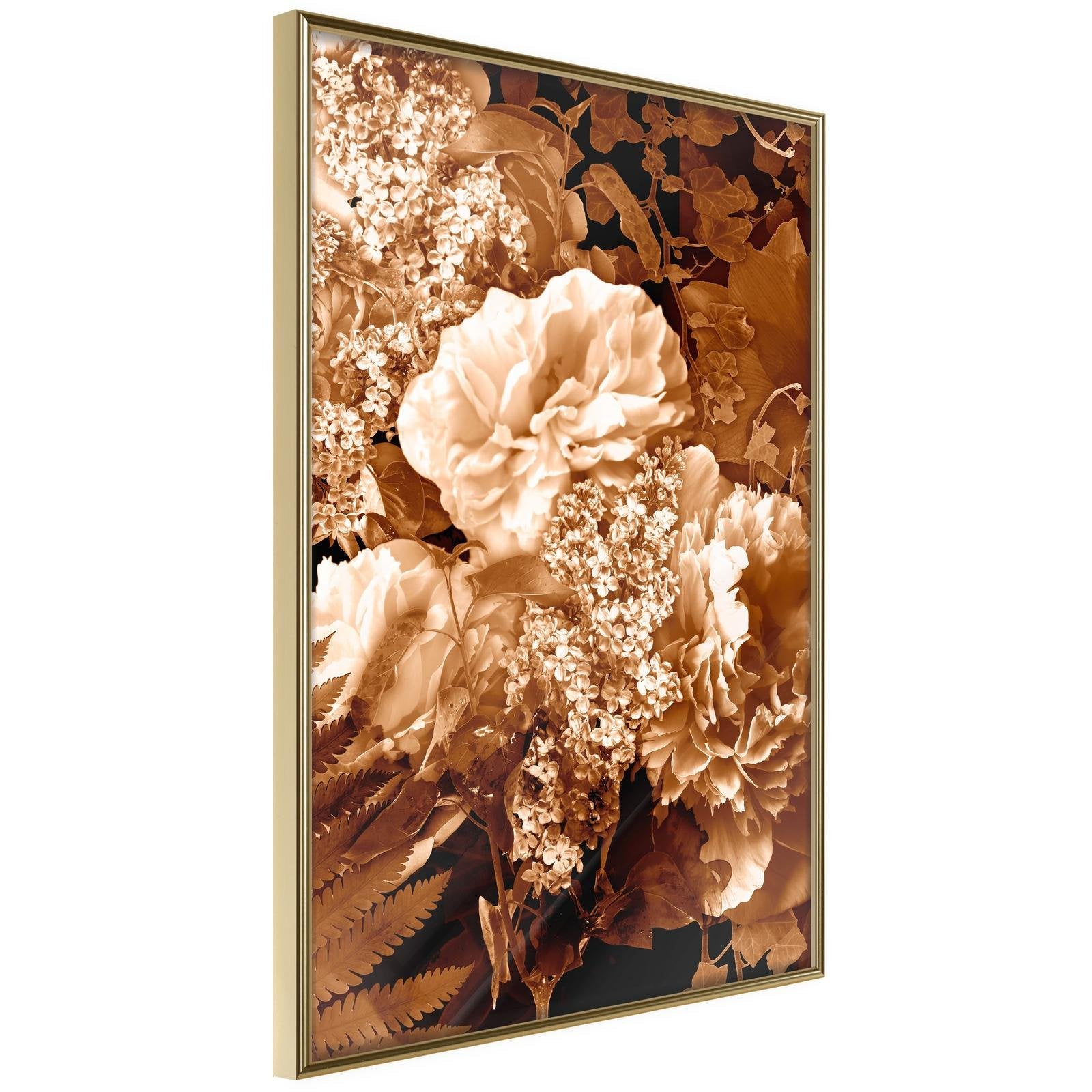 Inramad Poster / Tavla - Bouquet in Sepia-Poster Inramad-Artgeist-20x30-Guldram-peaceofhome.se