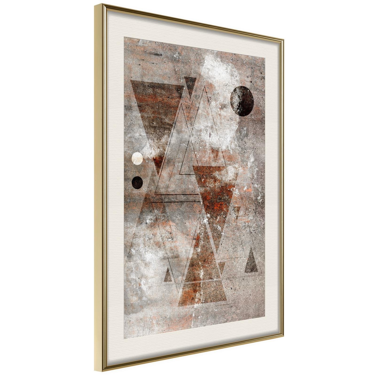Inramad Poster / Tavla - Brick-Built Triangles-Poster Inramad-Artgeist-20x30-Guldram med passepartout-peaceofhome.se