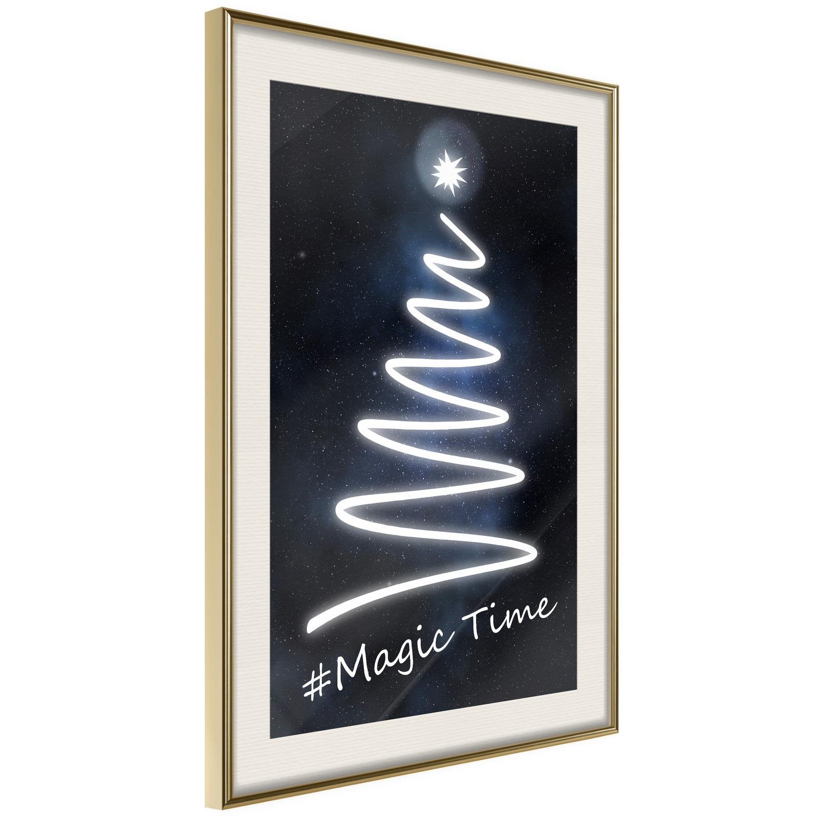 Inramad Poster / Tavla - Bright Christmas Tree-Poster Inramad-Artgeist-20x30-Guldram med passepartout-peaceofhome.se