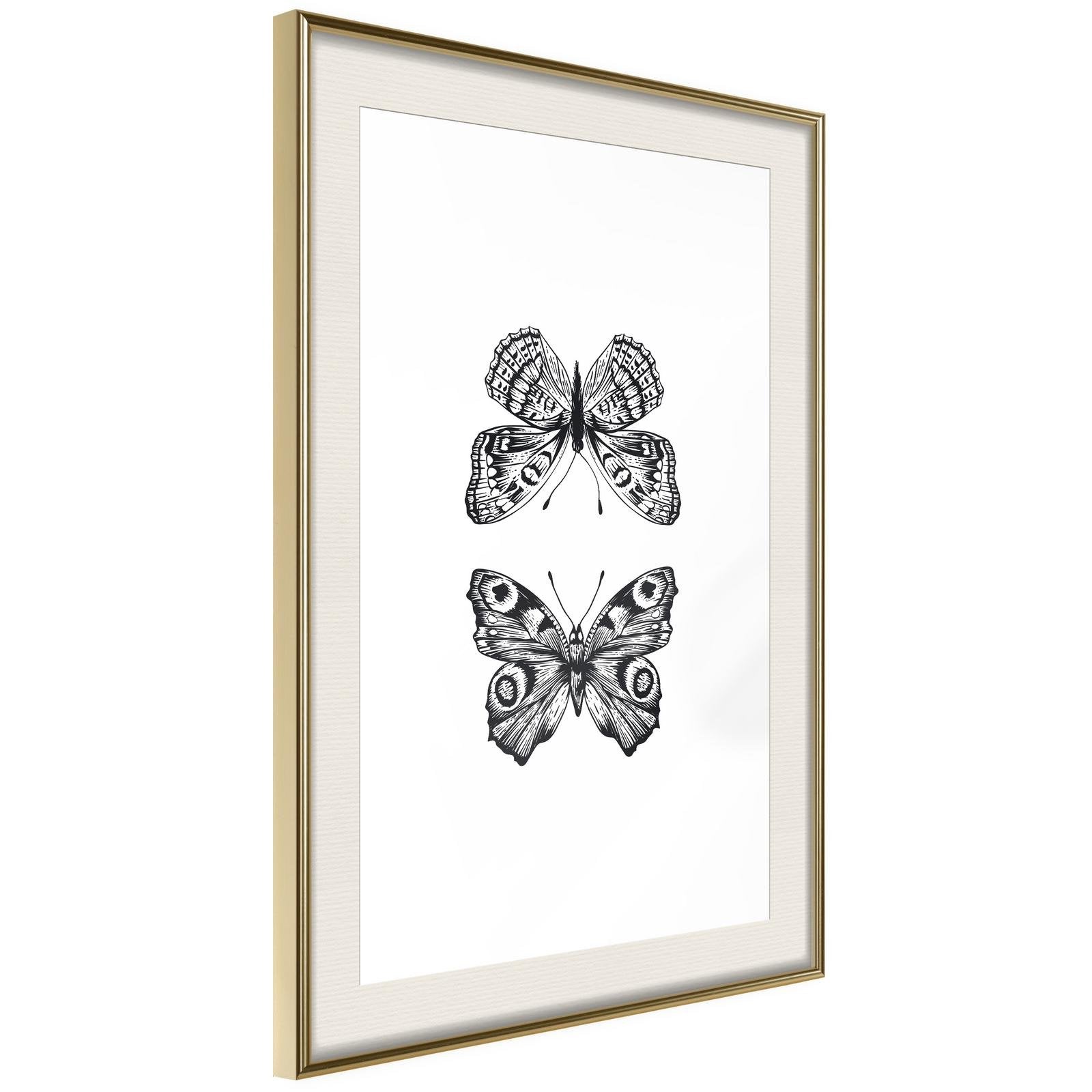 Inramad Poster / Tavla - Butterfly Collection I-Poster Inramad-Artgeist-20x30-Guldram med passepartout-peaceofhome.se