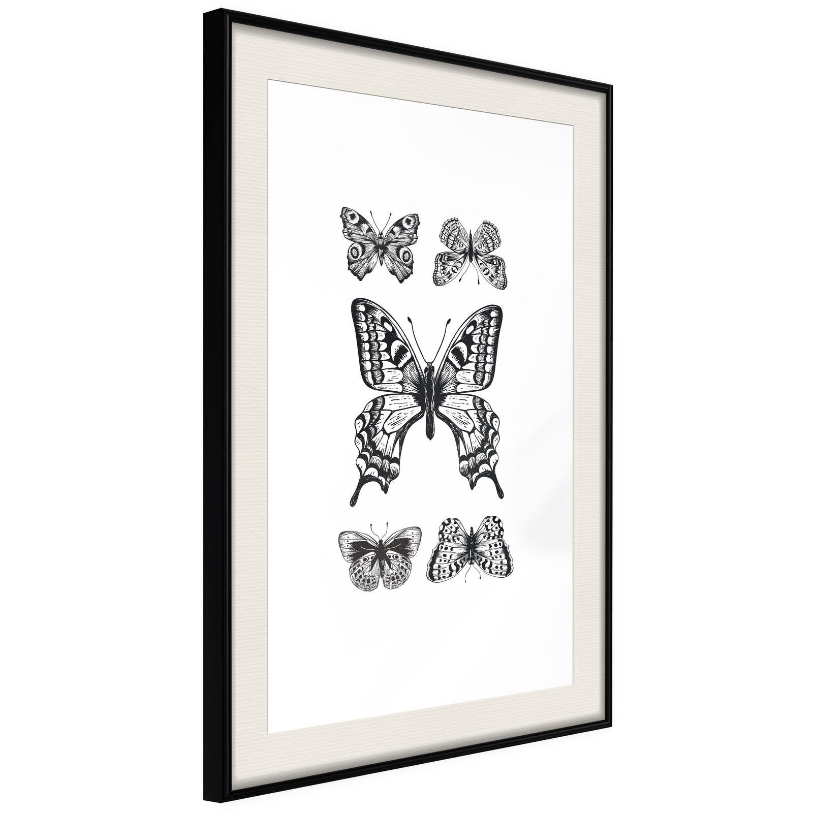 Inramad Poster / Tavla - Butterfly Collection IV-Poster Inramad-Artgeist-20x30-Svart ram med passepartout-peaceofhome.se