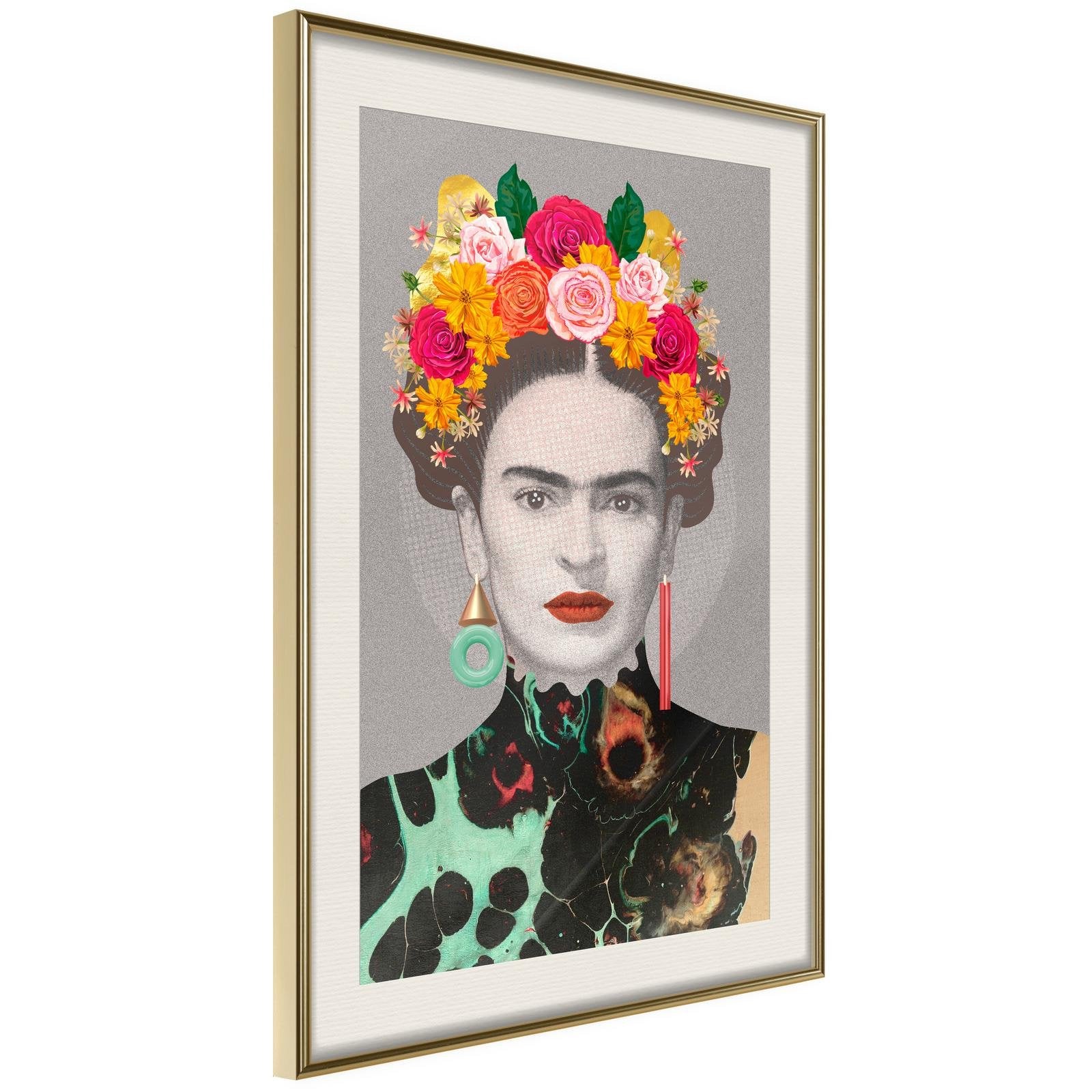Inramad Poster / Tavla - Charismatic Frida-Poster Inramad-Artgeist-20x30-Guldram med passepartout-peaceofhome.se