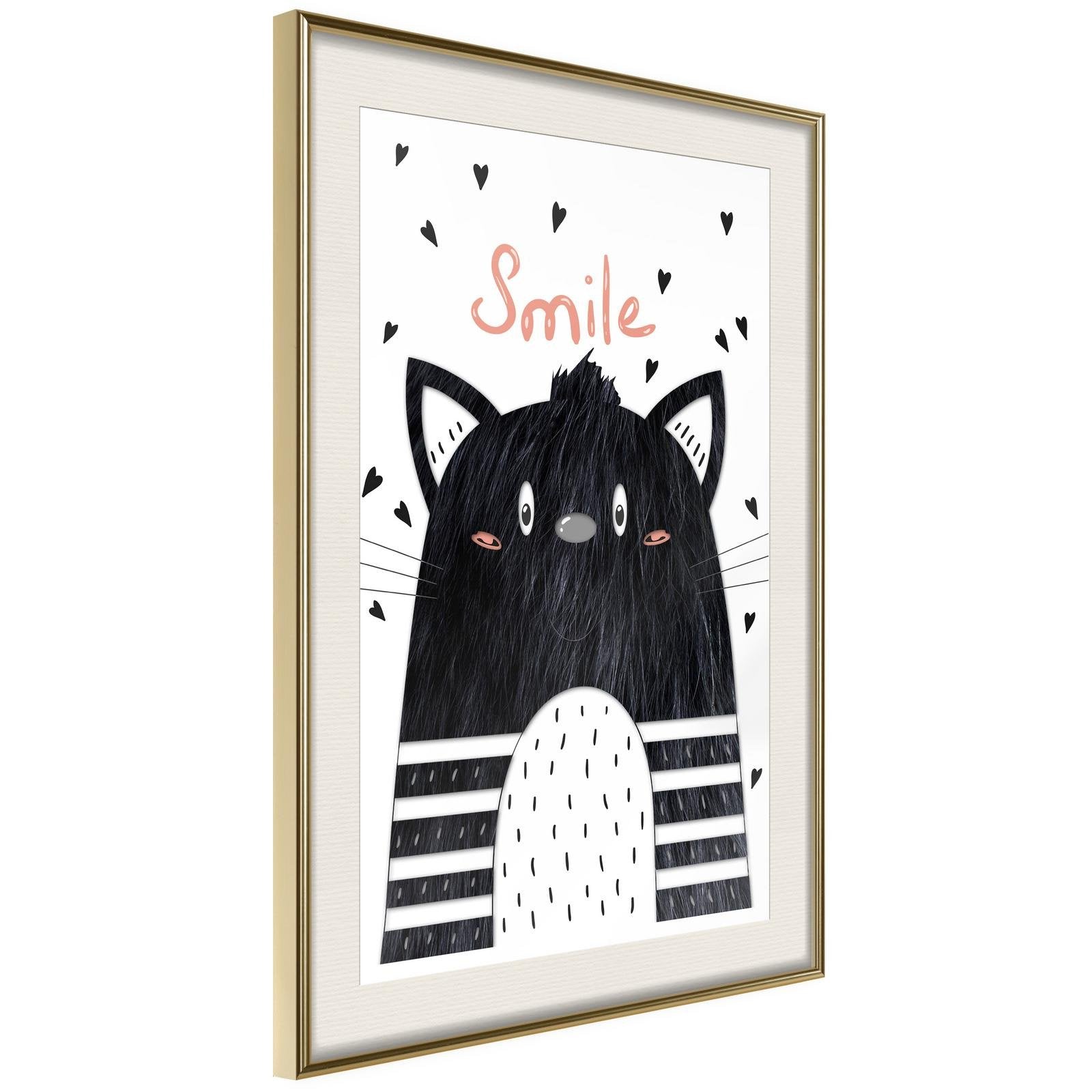 Inramad Poster / Tavla - Cheerful Kitten-Poster Inramad-Artgeist-20x30-Guldram med passepartout-peaceofhome.se