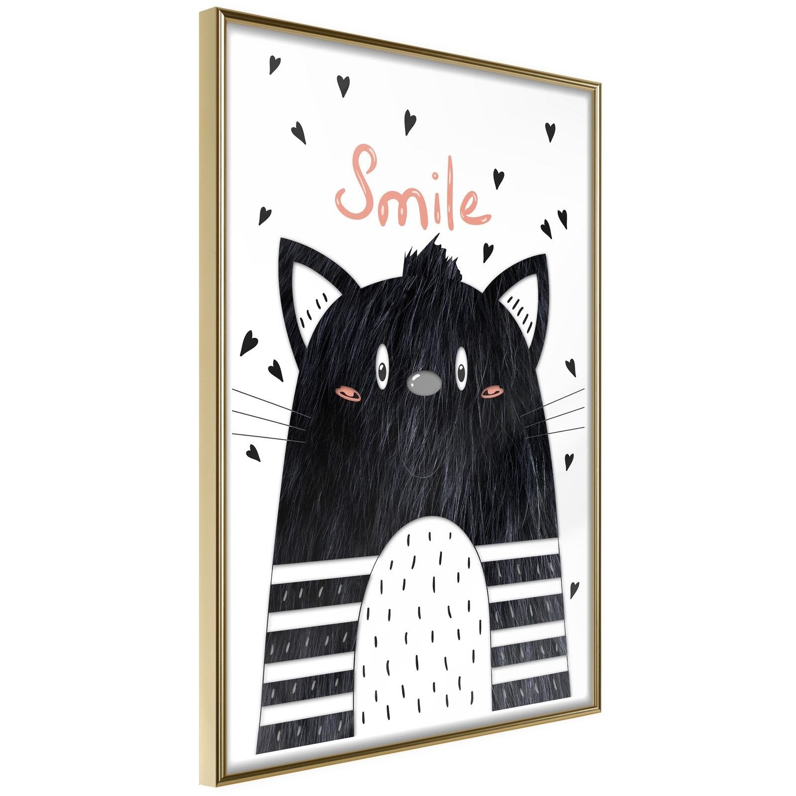 Inramad Poster / Tavla - Cheerful Kitten-Poster Inramad-Artgeist-20x30-Guldram-peaceofhome.se