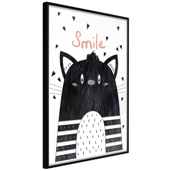 Inramad Poster / Tavla - Cheerful Kitten-Poster Inramad-Artgeist-20x30-Svart ram-peaceofhome.se