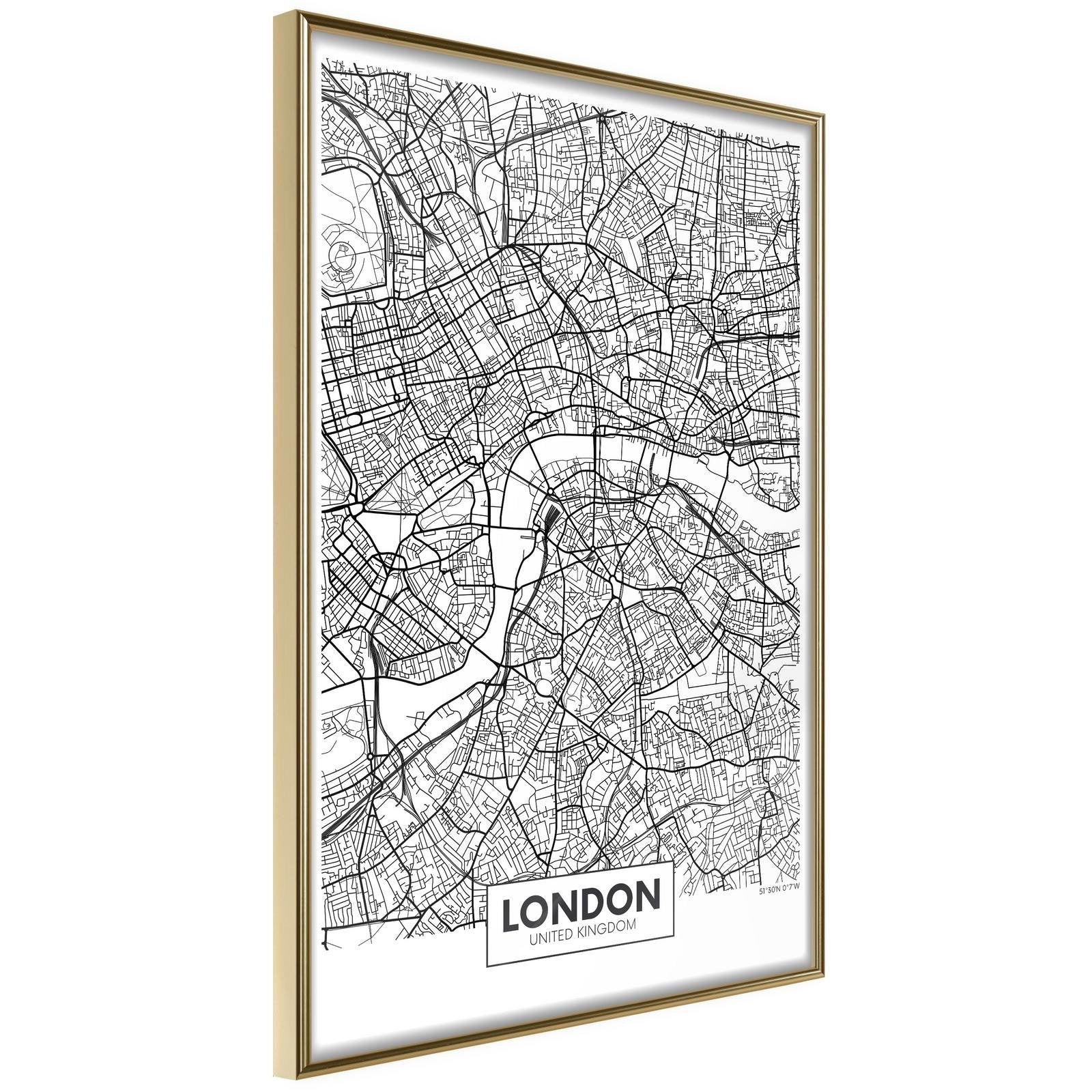Inramad Poster / Tavla - City Map: London-Poster Inramad-Artgeist-20x30-Guldram-peaceofhome.se
