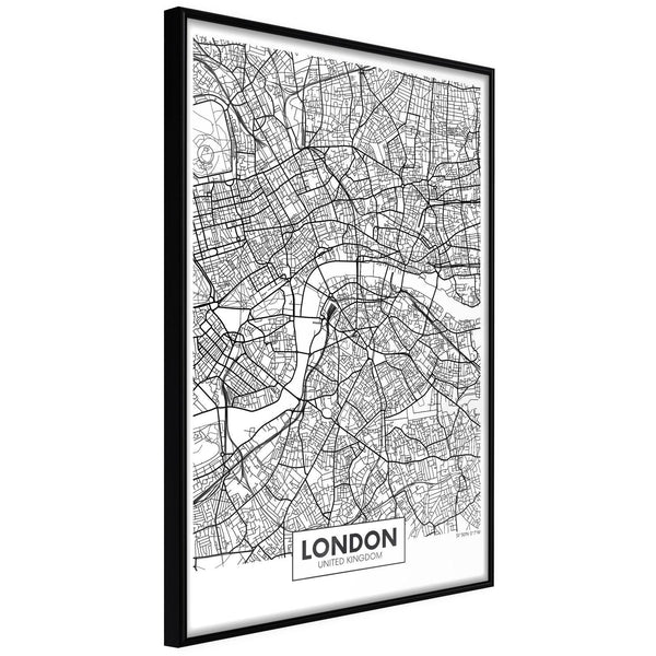 Inramad Poster / Tavla - City Map: London-Poster Inramad-Artgeist-20x30-Svart ram-peaceofhome.se