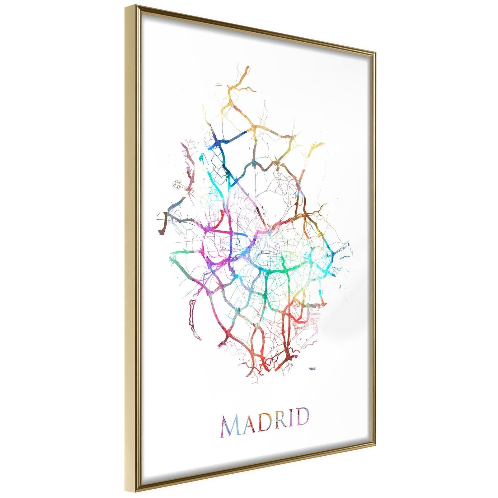 Inramad Poster / Tavla - City Map: Madrid (Colour)-Poster Inramad-Artgeist-20x30-Guldram-peaceofhome.se