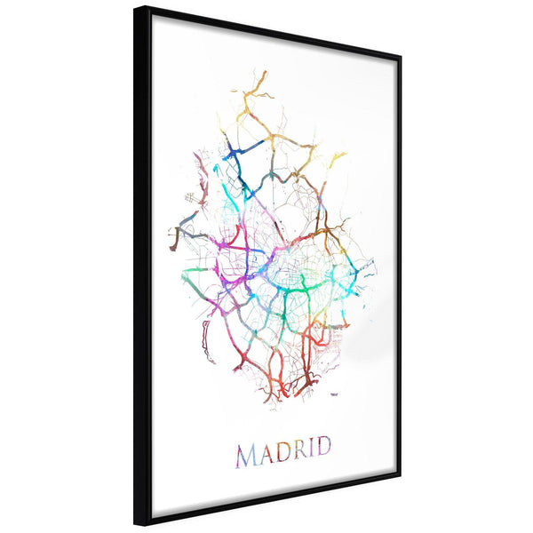 Inramad Poster / Tavla - City Map: Madrid (Colour)-Poster Inramad-Artgeist-20x30-Svart ram-peaceofhome.se