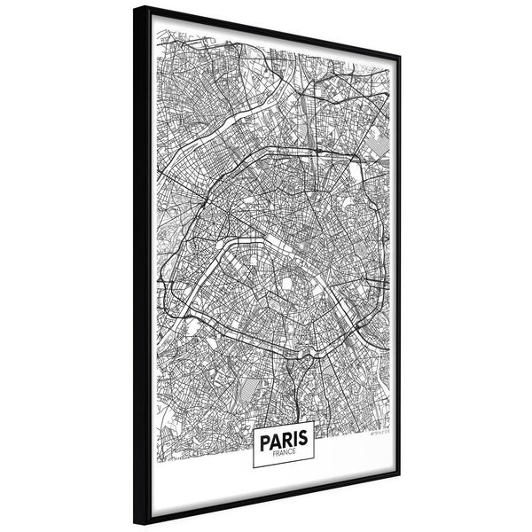 Inramad Poster / Tavla - City Map: Paris-Poster Inramad-Artgeist-20x30-Svart ram-peaceofhome.se