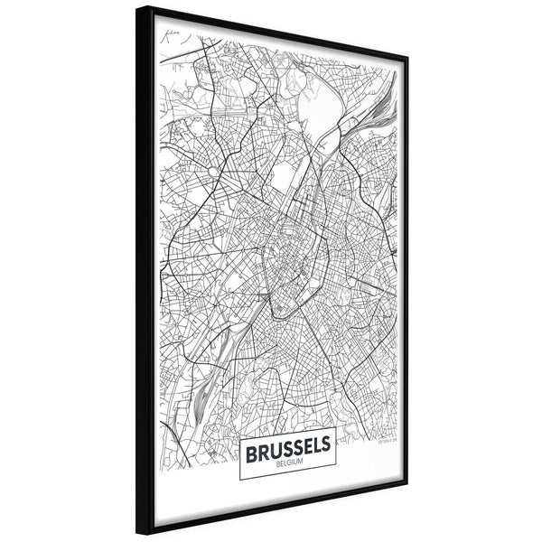 Inramad Poster / Tavla - City map: Brussels-Poster Inramad-Artgeist-20x30-Svart ram-peaceofhome.se