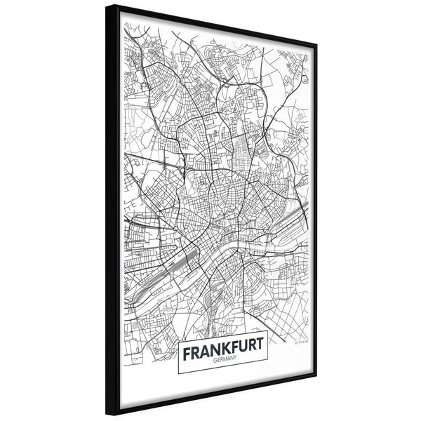 Inramad Poster / Tavla - City map: Frankfurt-Poster Inramad-Artgeist-20x30-Svart ram-peaceofhome.se