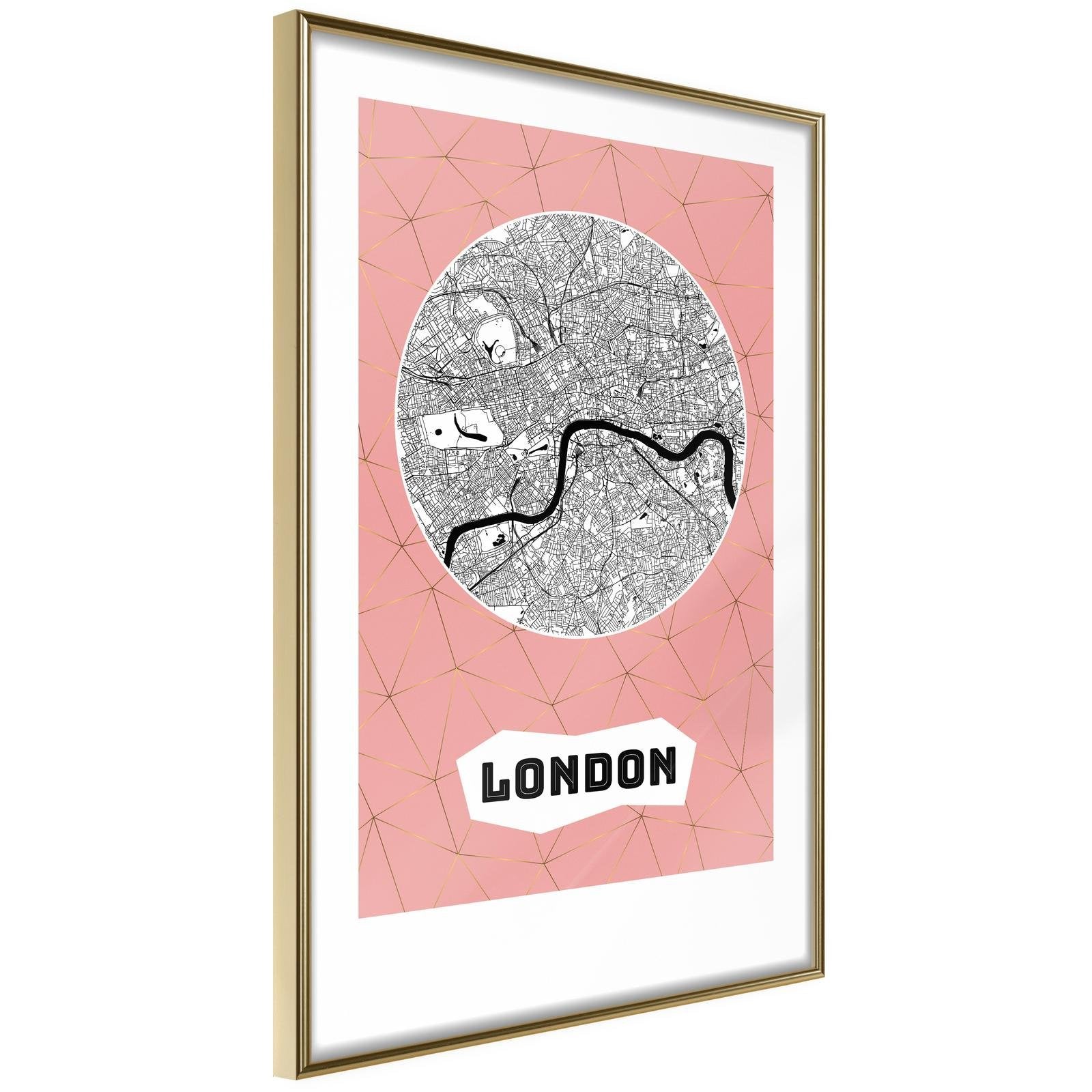 Inramad Poster / Tavla - City map: London (Pink)-Poster Inramad-Artgeist-20x30-Guldram-peaceofhome.se