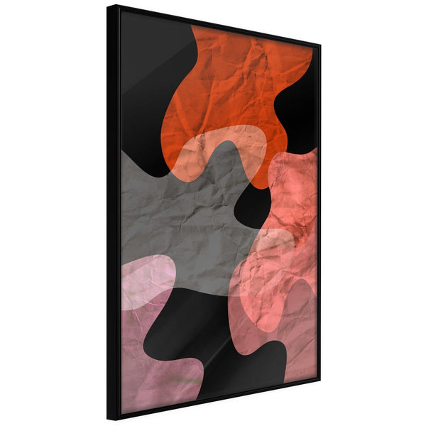 Inramad Poster / Tavla - Colourful Camouflage (Orange)-Poster Inramad-Artgeist-20x30-Svart ram-peaceofhome.se