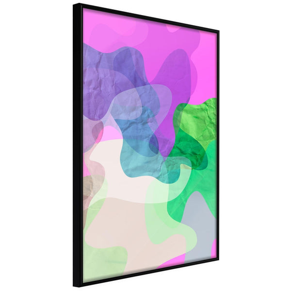 Inramad Poster / Tavla - Colourful Camouflage (Pink)-Poster Inramad-Artgeist-20x30-Svart ram-peaceofhome.se