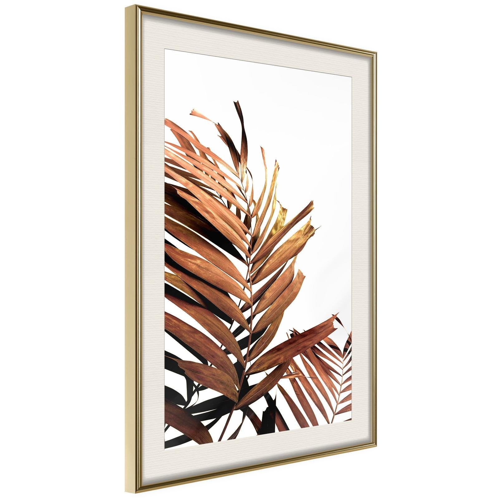 Inramad Poster / Tavla - Copper Palm-Poster Inramad-Artgeist-20x30-Guldram med passepartout-peaceofhome.se