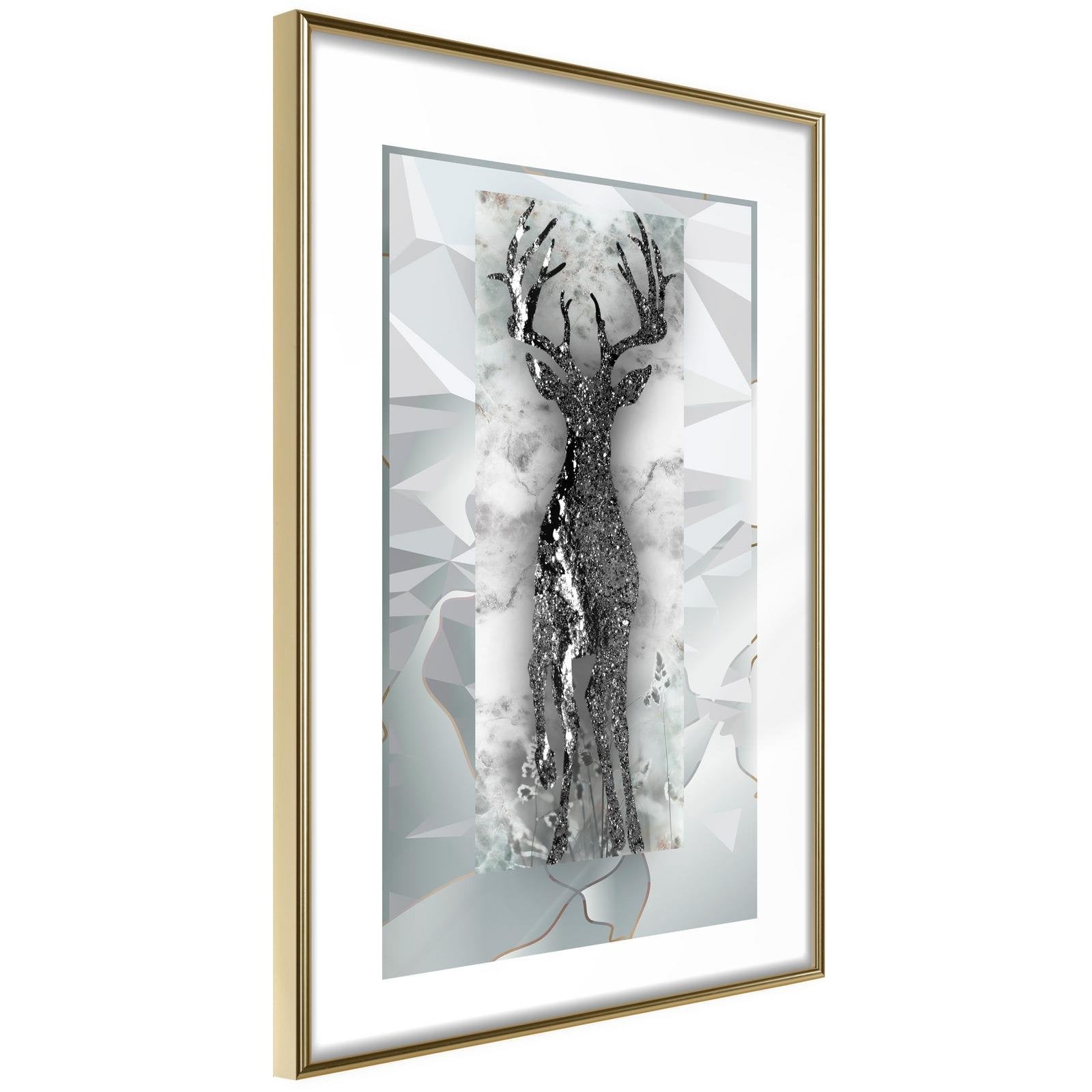 Inramad Poster / Tavla - Crystal Deer-Poster Inramad-Artgeist-20x30-Guldram-peaceofhome.se