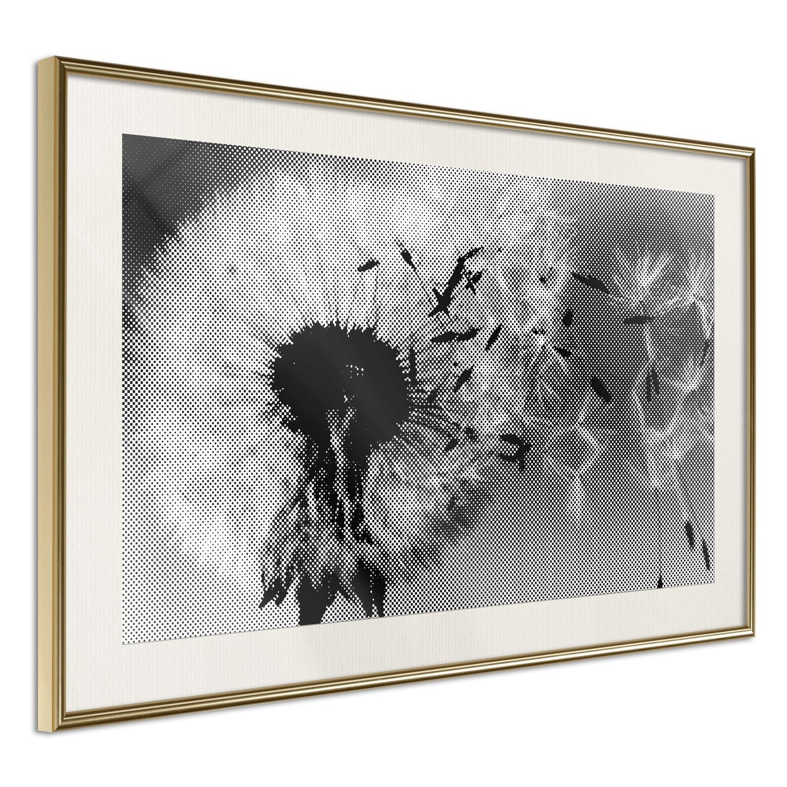 Inramad Poster / Tavla - Dandelion in the Wind-Poster Inramad-Artgeist-30x20-Guldram med passepartout-peaceofhome.se