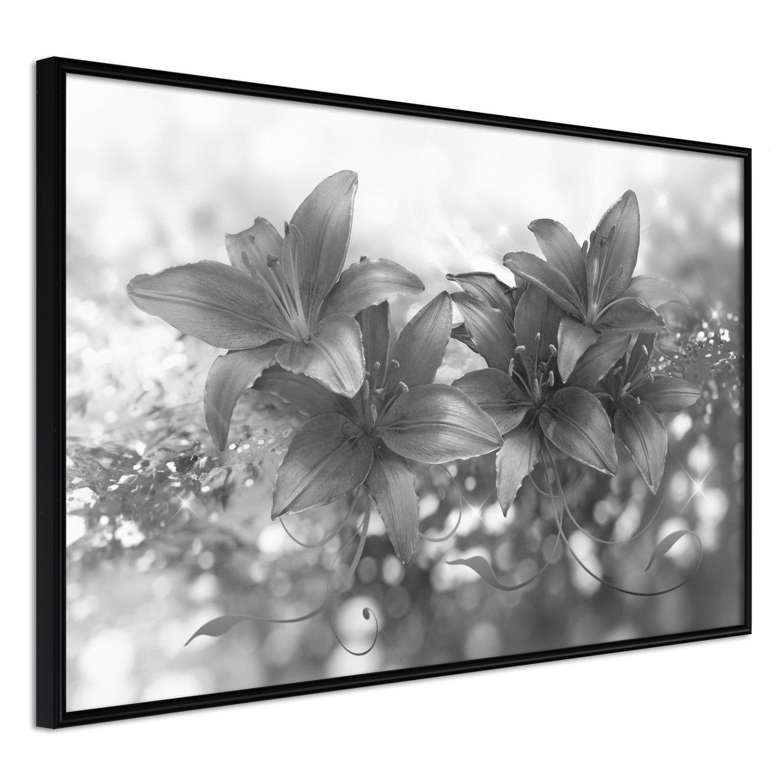 Inramad Poster / Tavla - Dark Lillies-Poster Inramad-Artgeist-30x20-Svart ram-peaceofhome.se