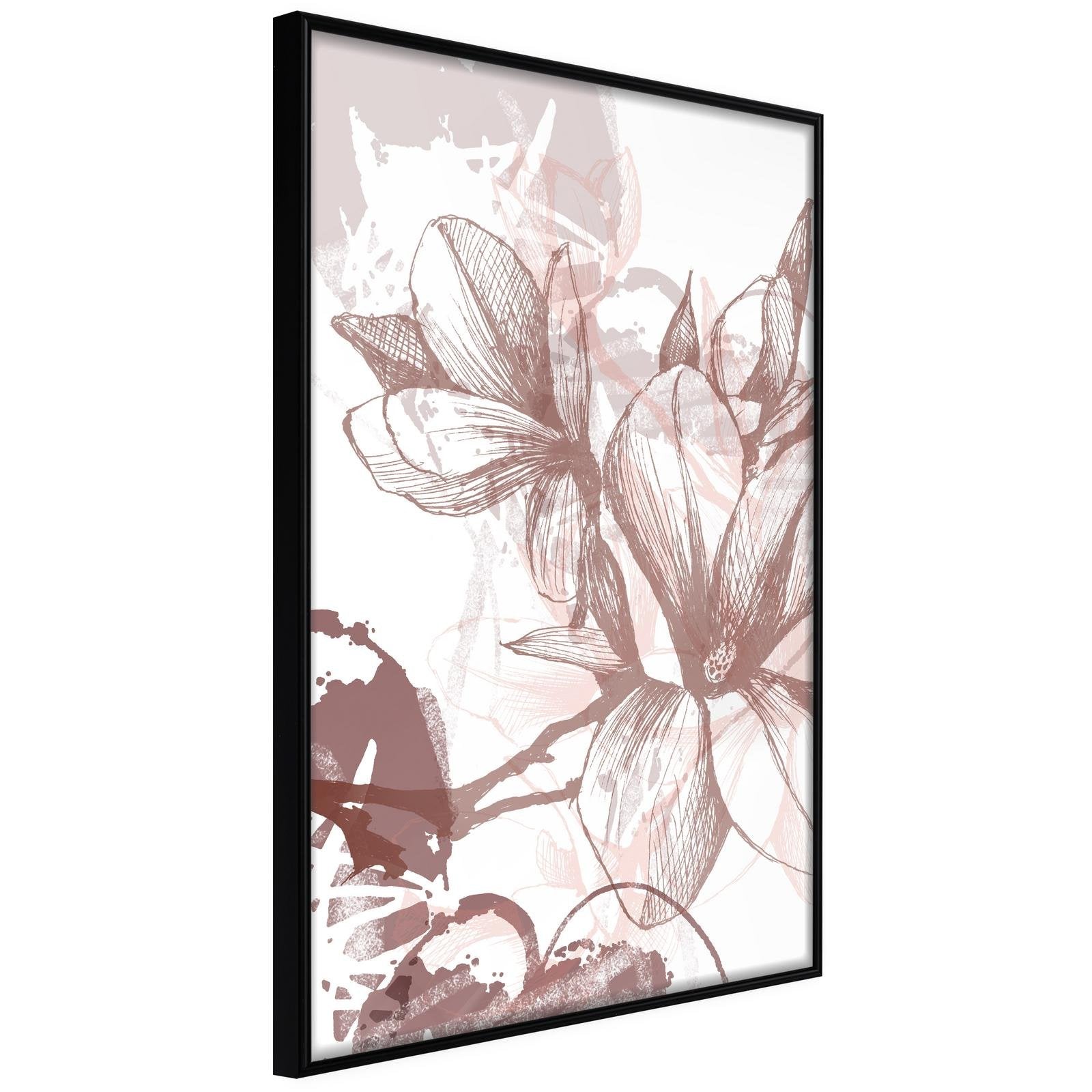Inramad Poster / Tavla - Drawn Flower-Poster Inramad-Artgeist-20x30-Svart ram-peaceofhome.se