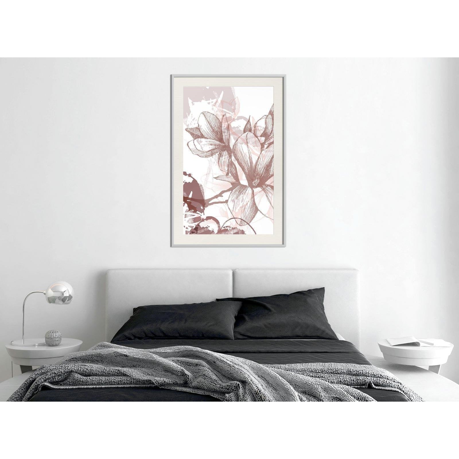 Inramad Poster / Tavla - Drawn Flower-Poster Inramad-Artgeist-peaceofhome.se