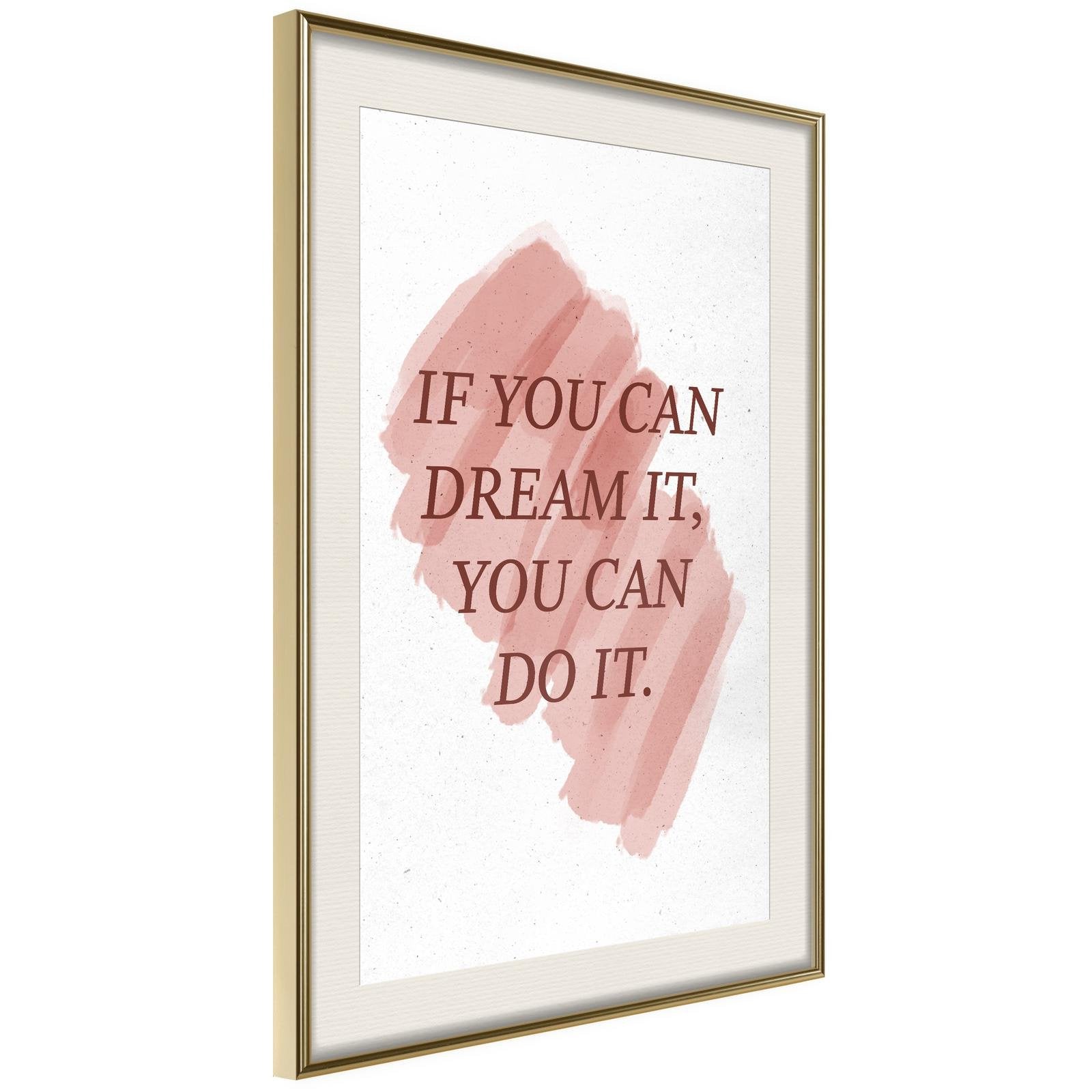 Inramad Poster / Tavla - Dreams Lead to Success-Poster Inramad-Artgeist-20x30-Guldram med passepartout-peaceofhome.se