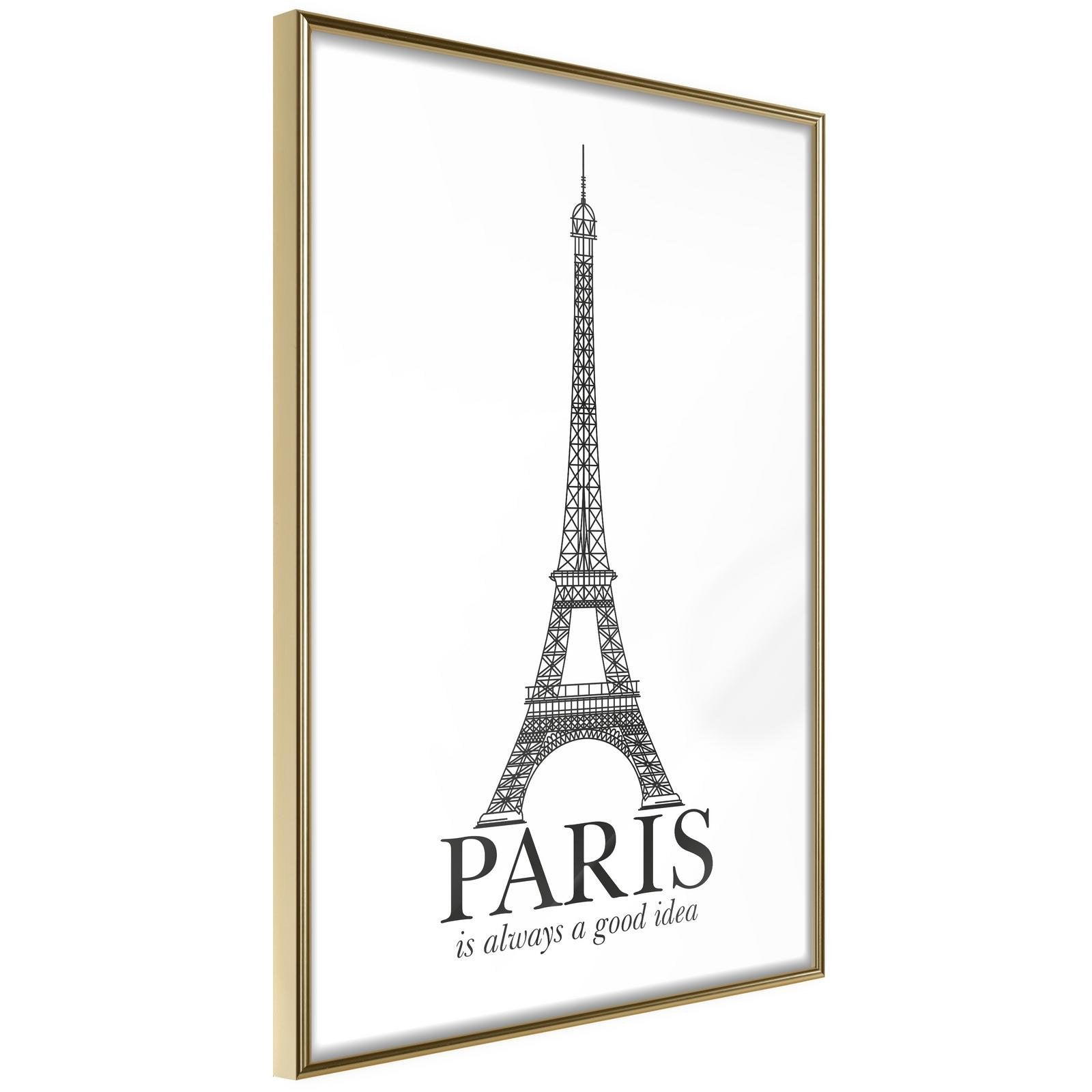 Inramad Poster / Tavla - Eiffel Tower-Poster Inramad-Artgeist-20x30-Guldram-peaceofhome.se