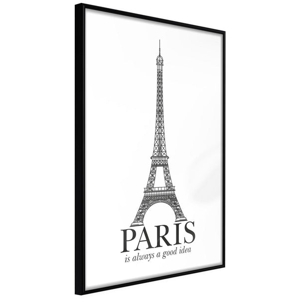Inramad Poster / Tavla - Eiffel Tower-Poster Inramad-Artgeist-20x30-Svart ram-peaceofhome.se