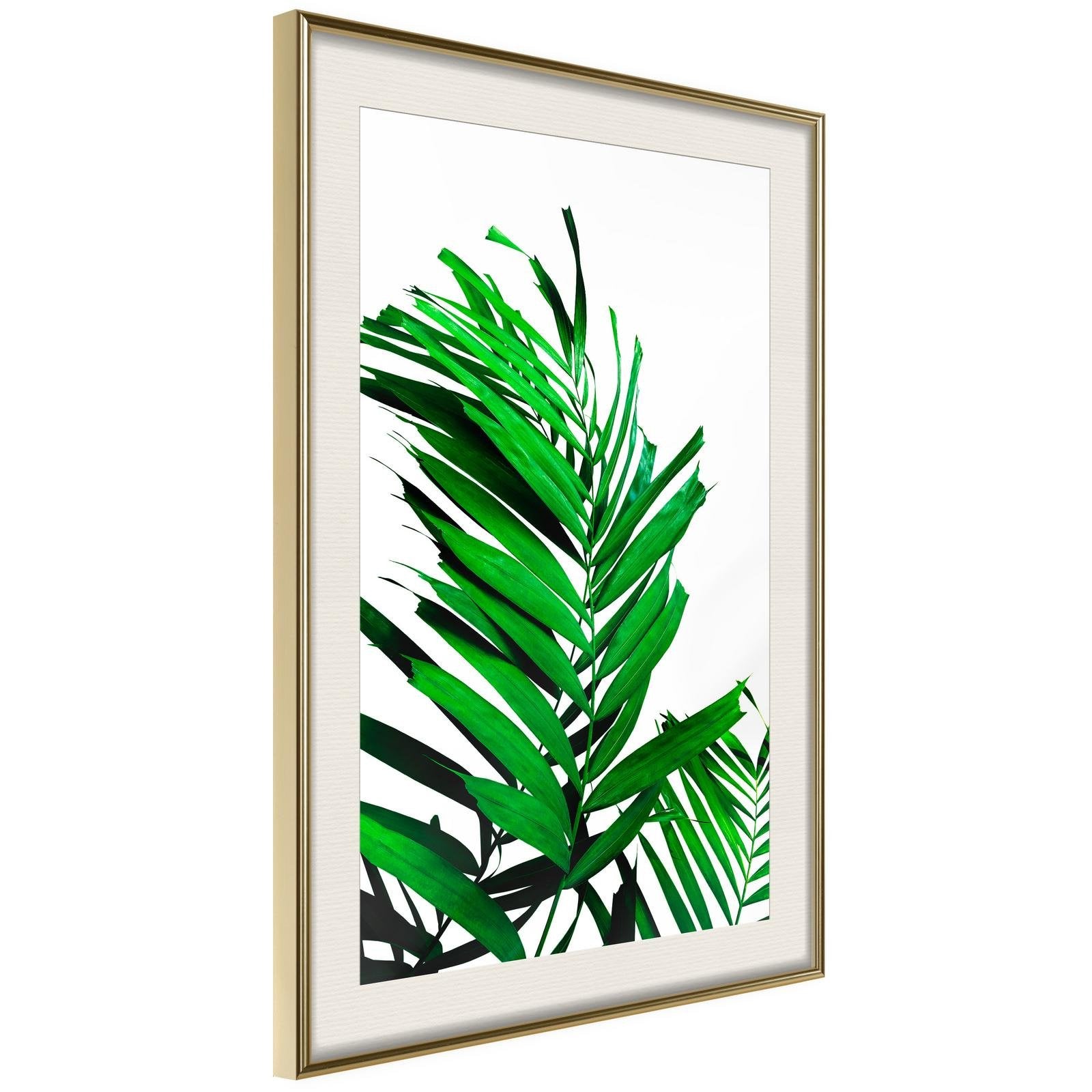 Inramad Poster / Tavla - Emerald Palm-Poster Inramad-Artgeist-20x30-Guldram med passepartout-peaceofhome.se