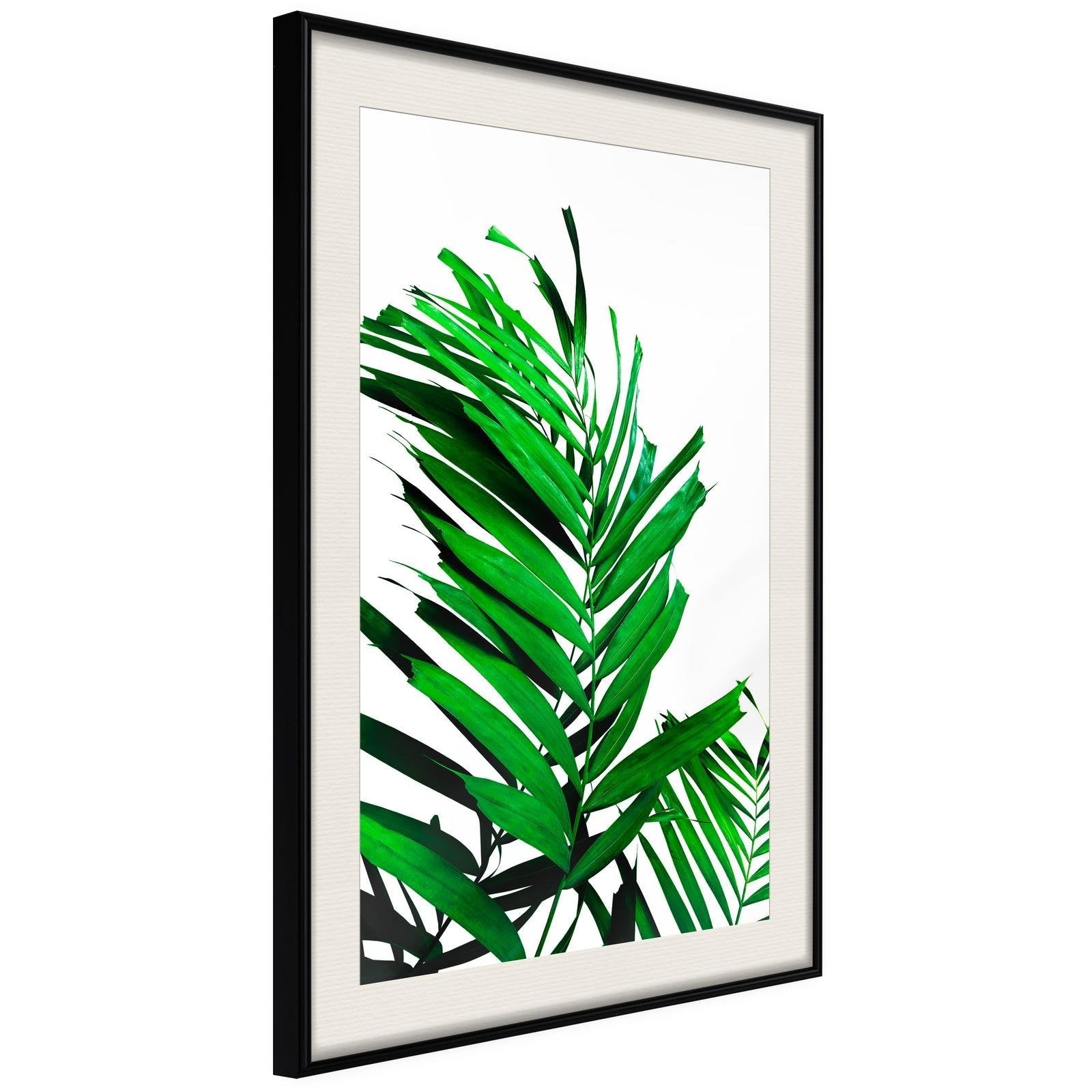 Inramad Poster / Tavla - Emerald Palm-Poster Inramad-Artgeist-20x30-Svart ram med passepartout-peaceofhome.se