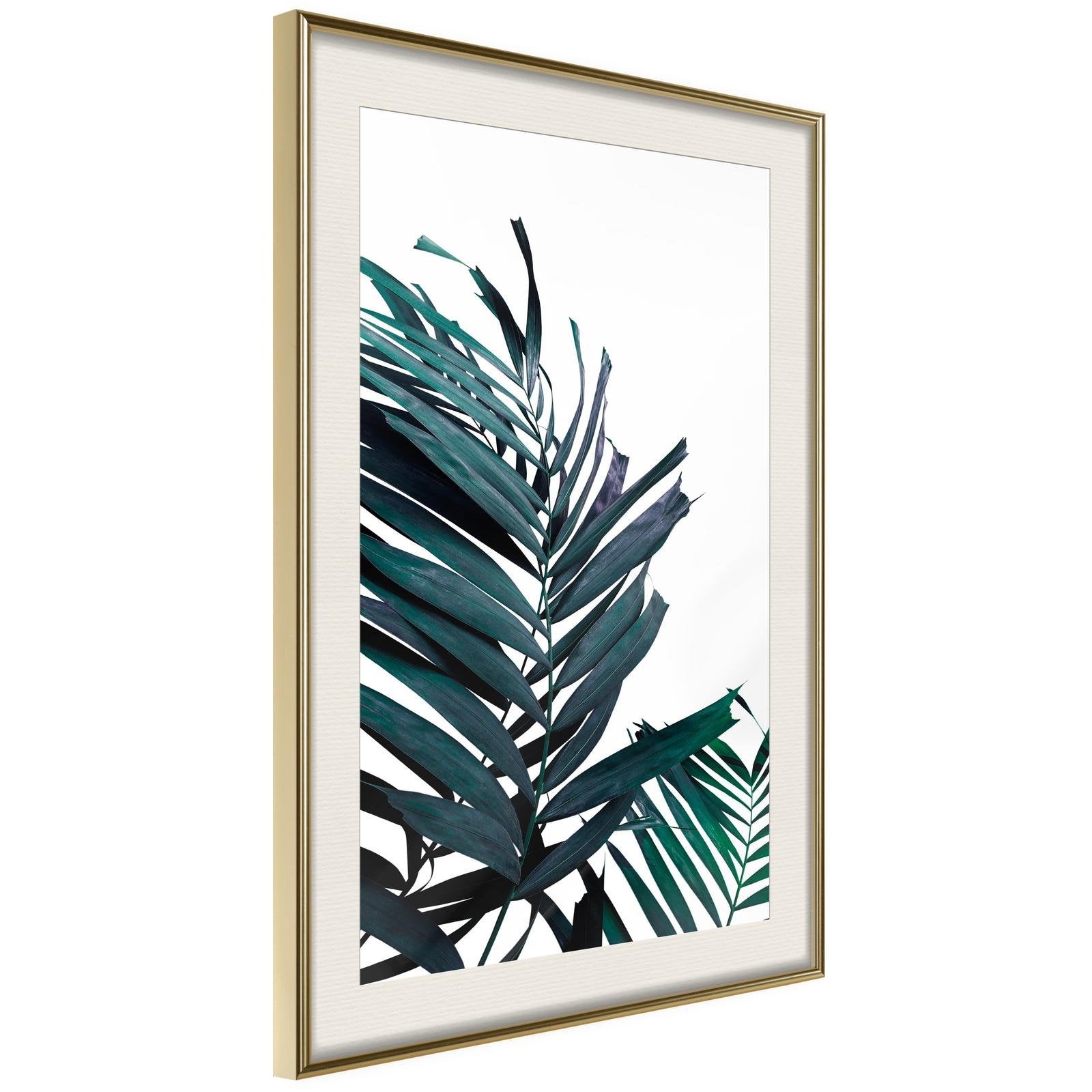 Inramad Poster / Tavla - Evergreen Palm Leaves-Poster Inramad-Artgeist-20x30-Guldram med passepartout-peaceofhome.se