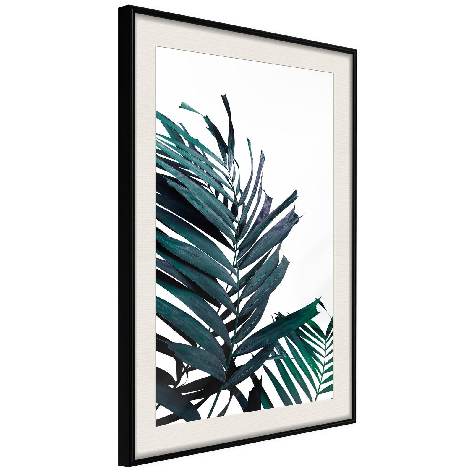 Inramad Poster / Tavla - Evergreen Palm Leaves-Poster Inramad-Artgeist-20x30-Svart ram med passepartout-peaceofhome.se