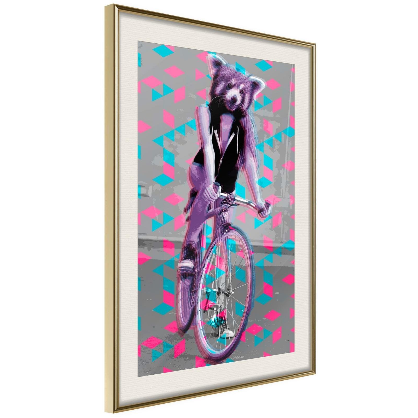 Inramad Poster / Tavla - Extraordinary Cyclist-Poster Inramad-Artgeist-20x30-Guldram med passepartout-peaceofhome.se