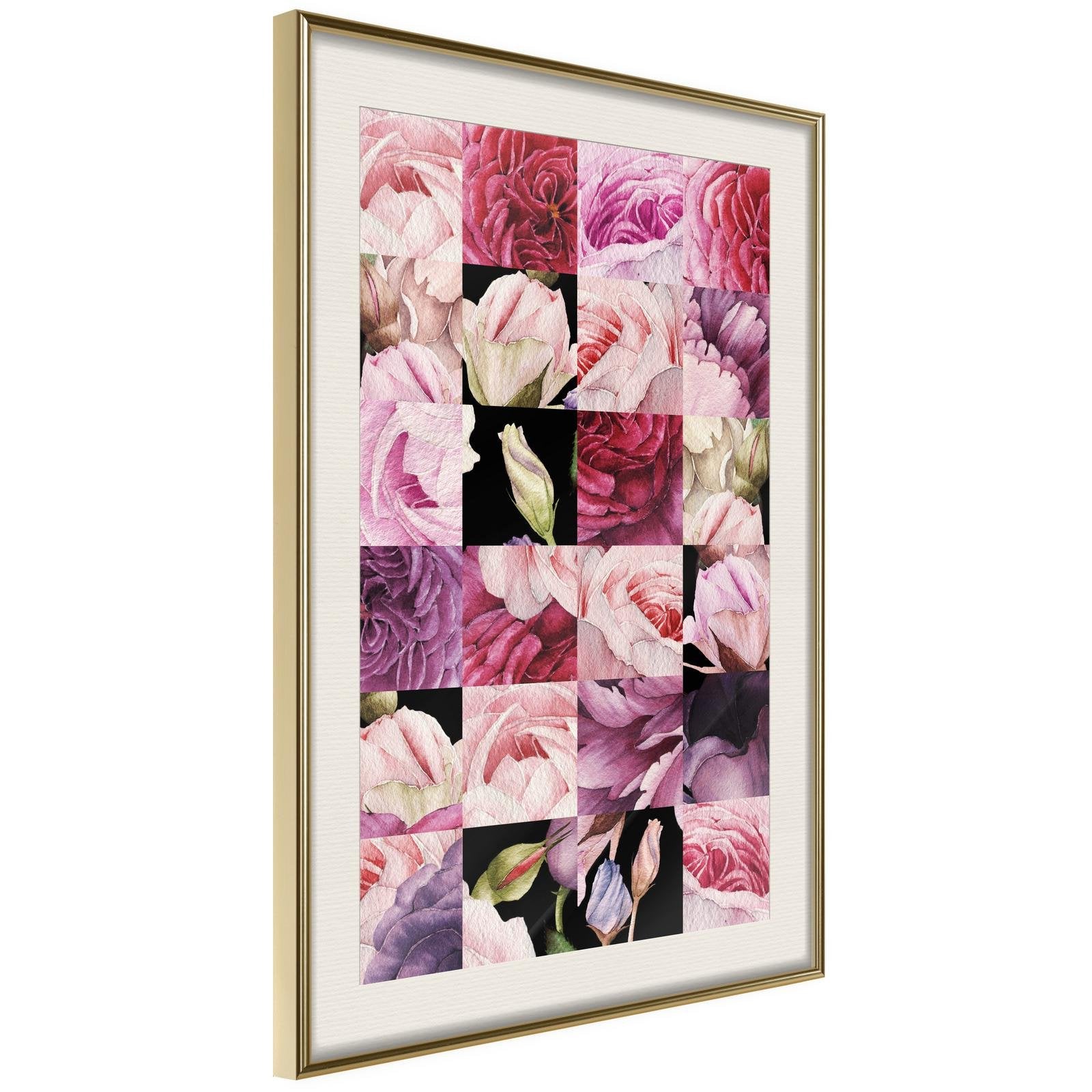 Inramad Poster / Tavla - Floral Jigsaw-Poster Inramad-Artgeist-20x30-Guldram med passepartout-peaceofhome.se