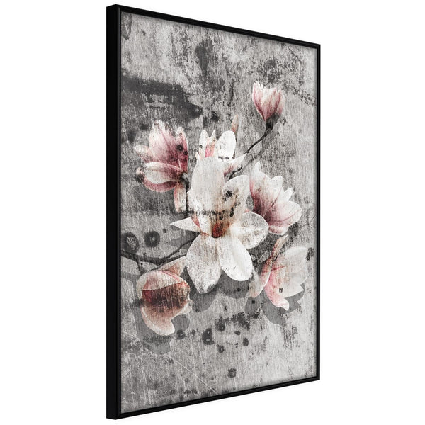 Inramad Poster / Tavla - Flowers on Concrete-Poster Inramad-Artgeist-20x30-Svart ram-peaceofhome.se