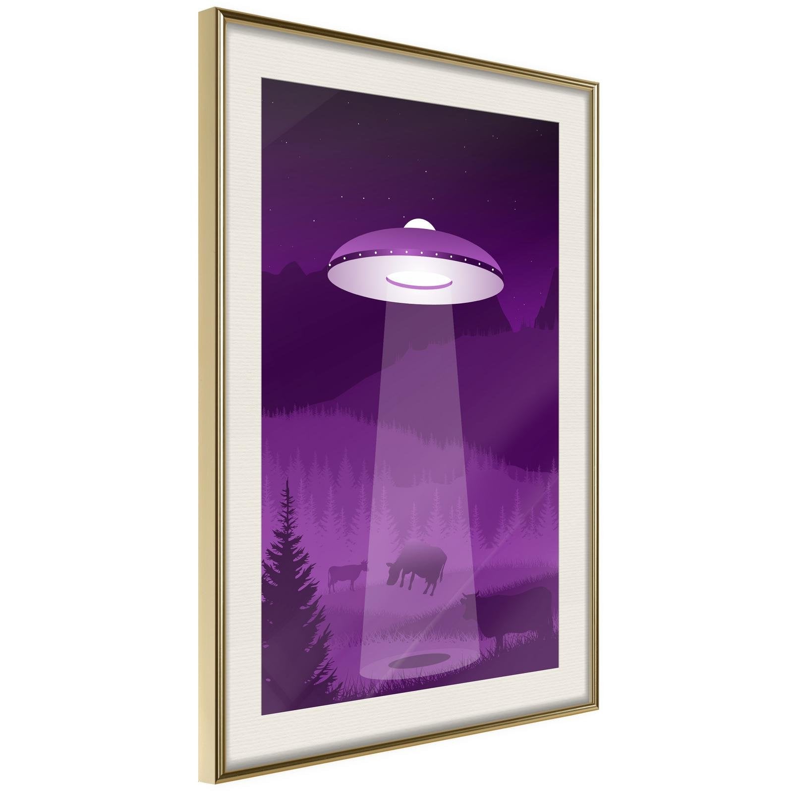 Inramad Poster / Tavla - Flying Saucer-Poster Inramad-Artgeist-20x30-Guldram med passepartout-peaceofhome.se