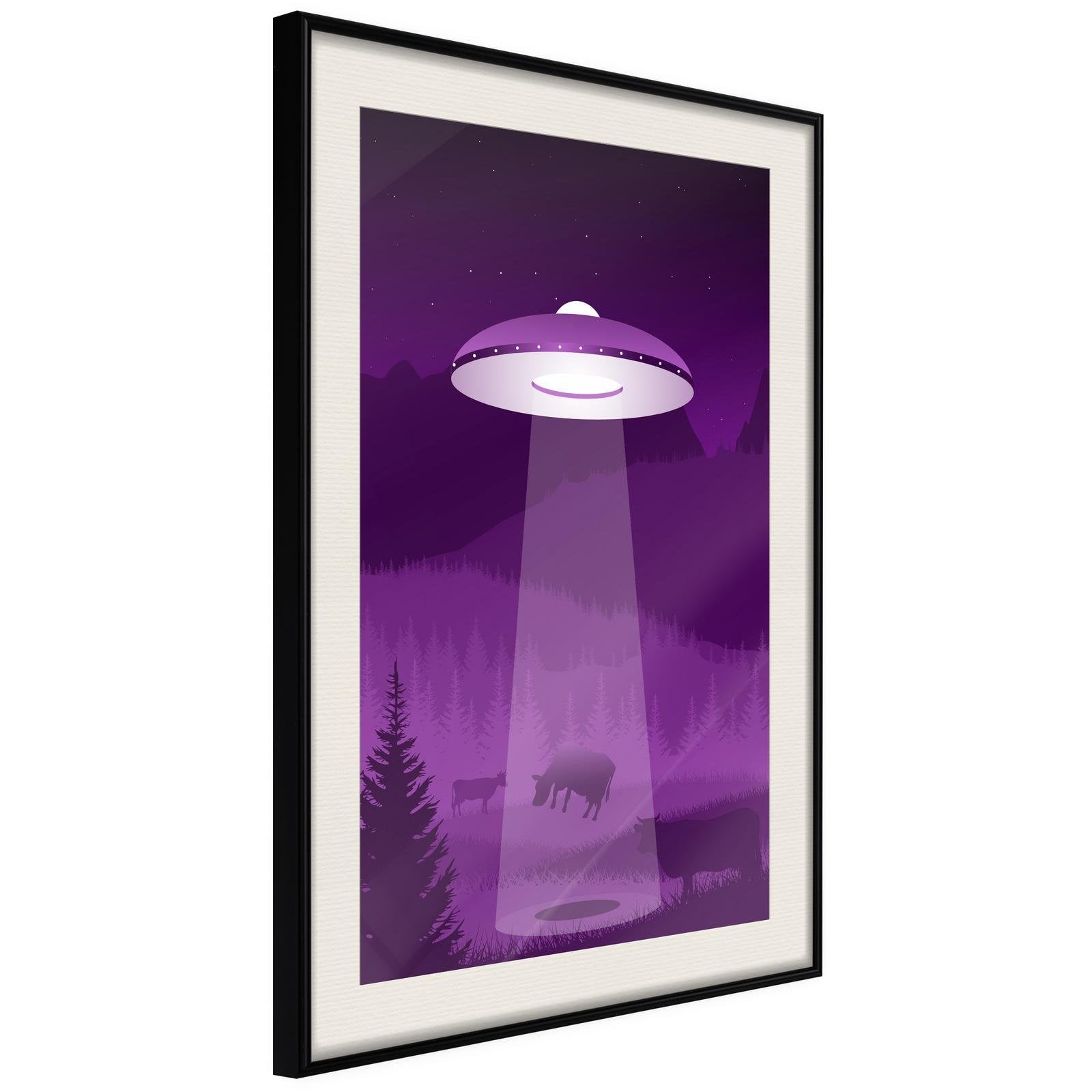 Inramad Poster / Tavla - Flying Saucer-Poster Inramad-Artgeist-20x30-Svart ram med passepartout-peaceofhome.se
