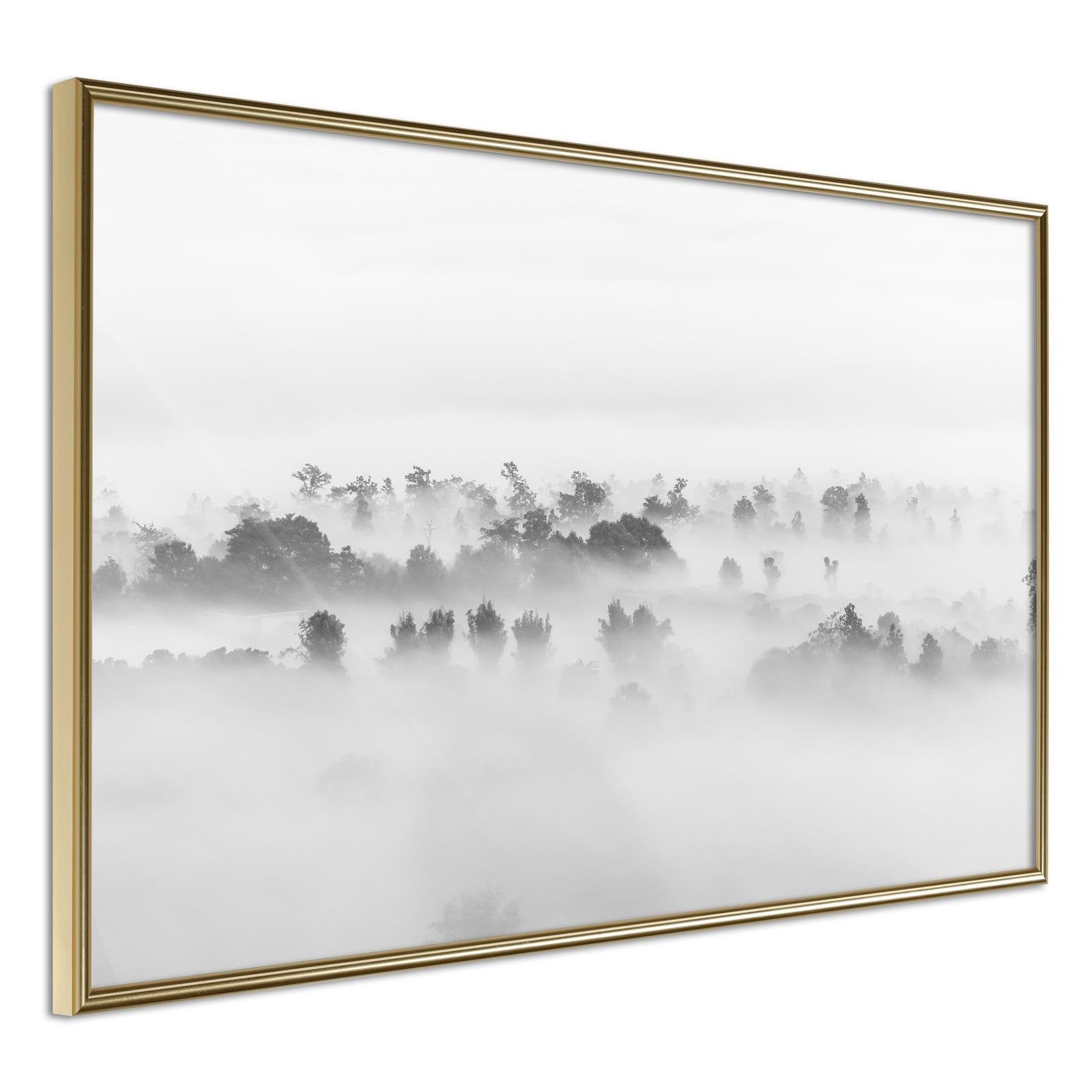 Inramad Poster / Tavla - Fog Over the Forest-Poster Inramad-Artgeist-30x20-Guldram-peaceofhome.se