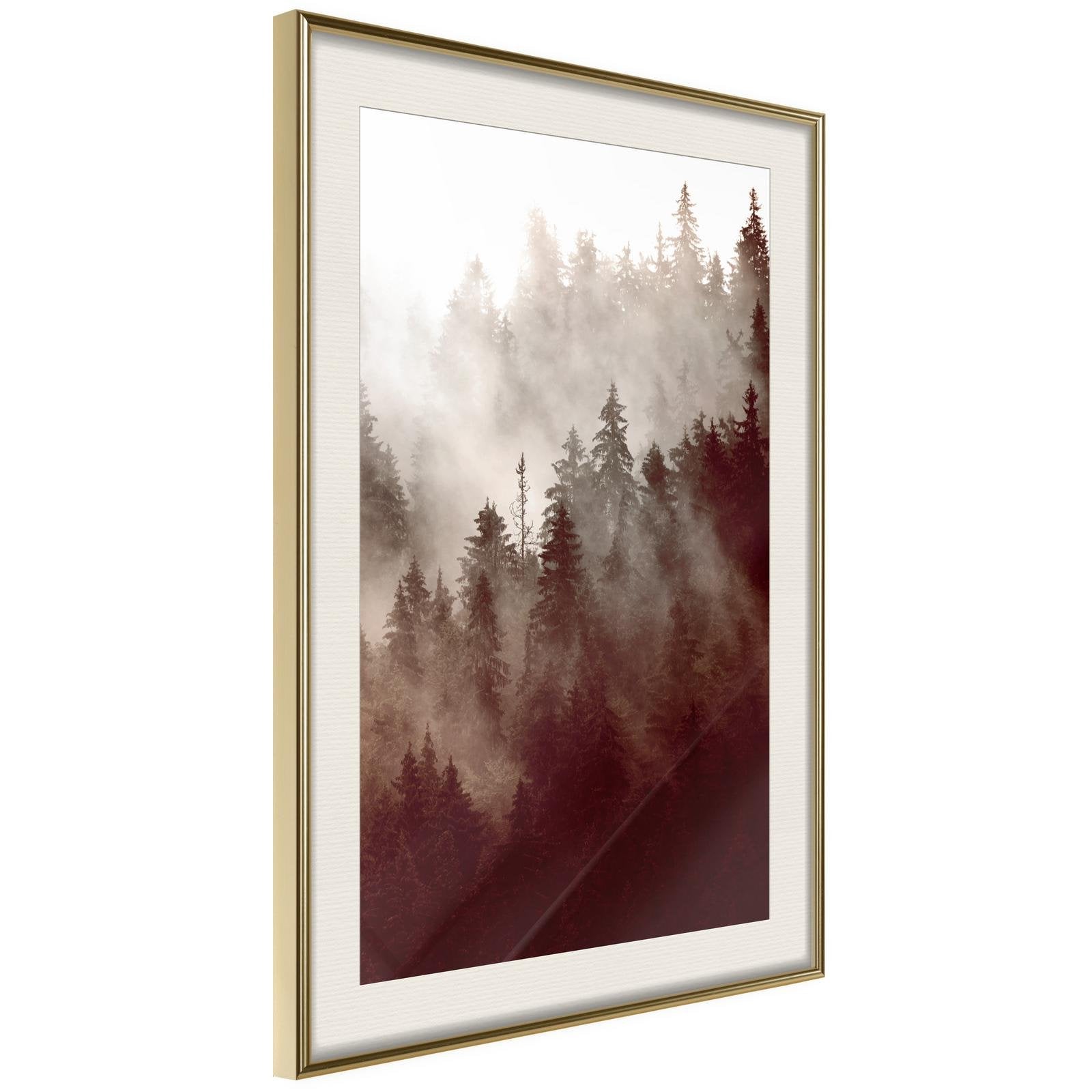 Inramad Poster / Tavla - Forest Fog-Poster Inramad-Artgeist-20x30-Guldram med passepartout-peaceofhome.se