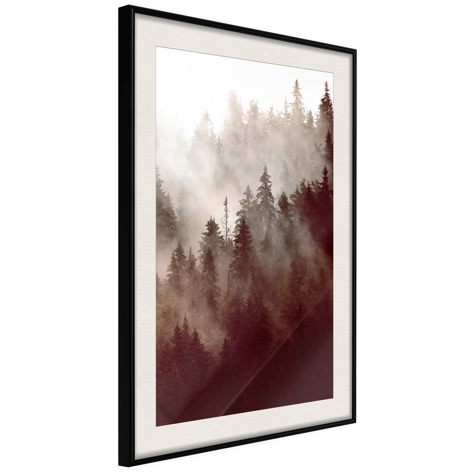 Inramad Poster / Tavla - Forest Fog-Poster Inramad-Artgeist-20x30-Svart ram med passepartout-peaceofhome.se