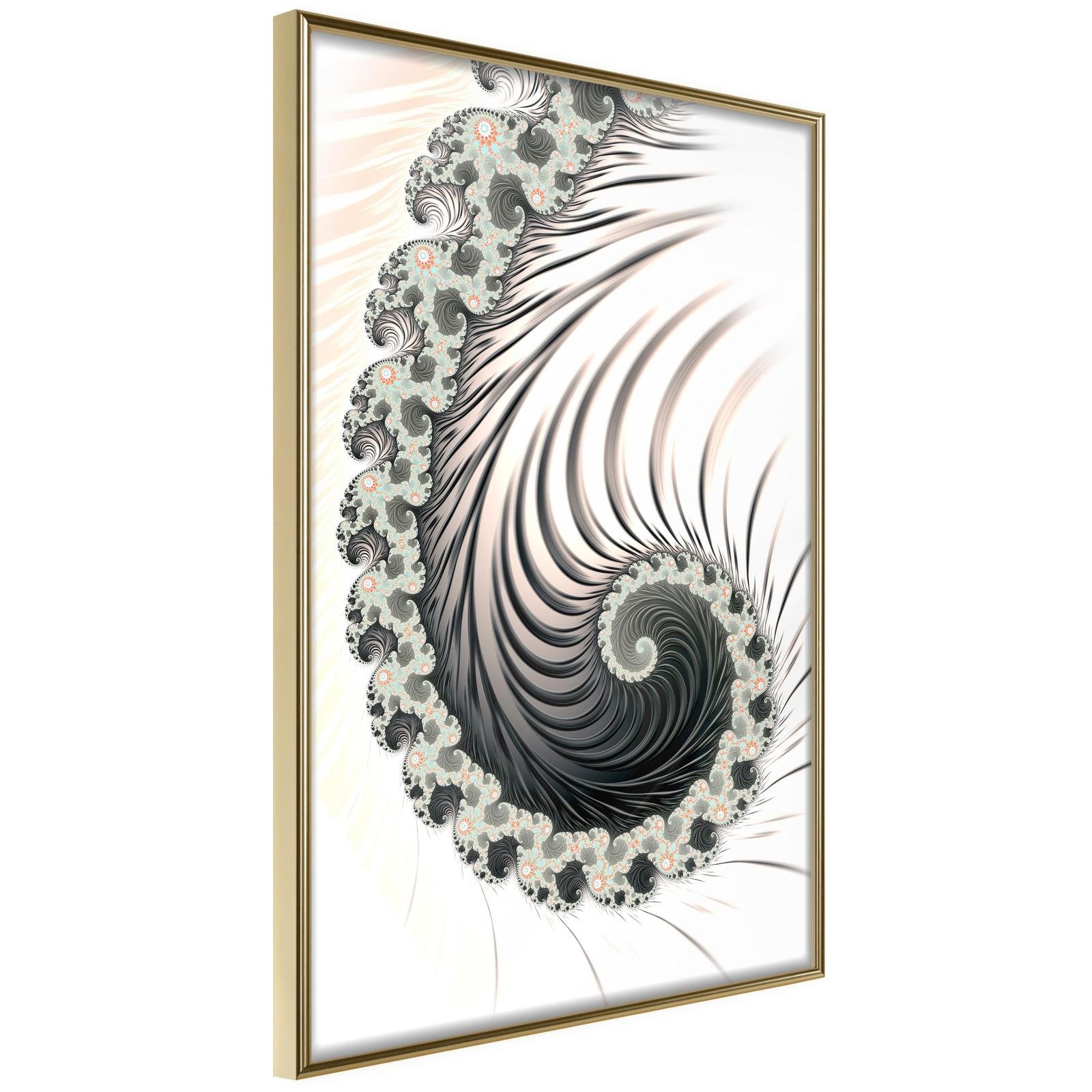Inramad Poster / Tavla - Fractal Spiral (Positive)-Poster Inramad-Artgeist-20x30-Guldram-peaceofhome.se