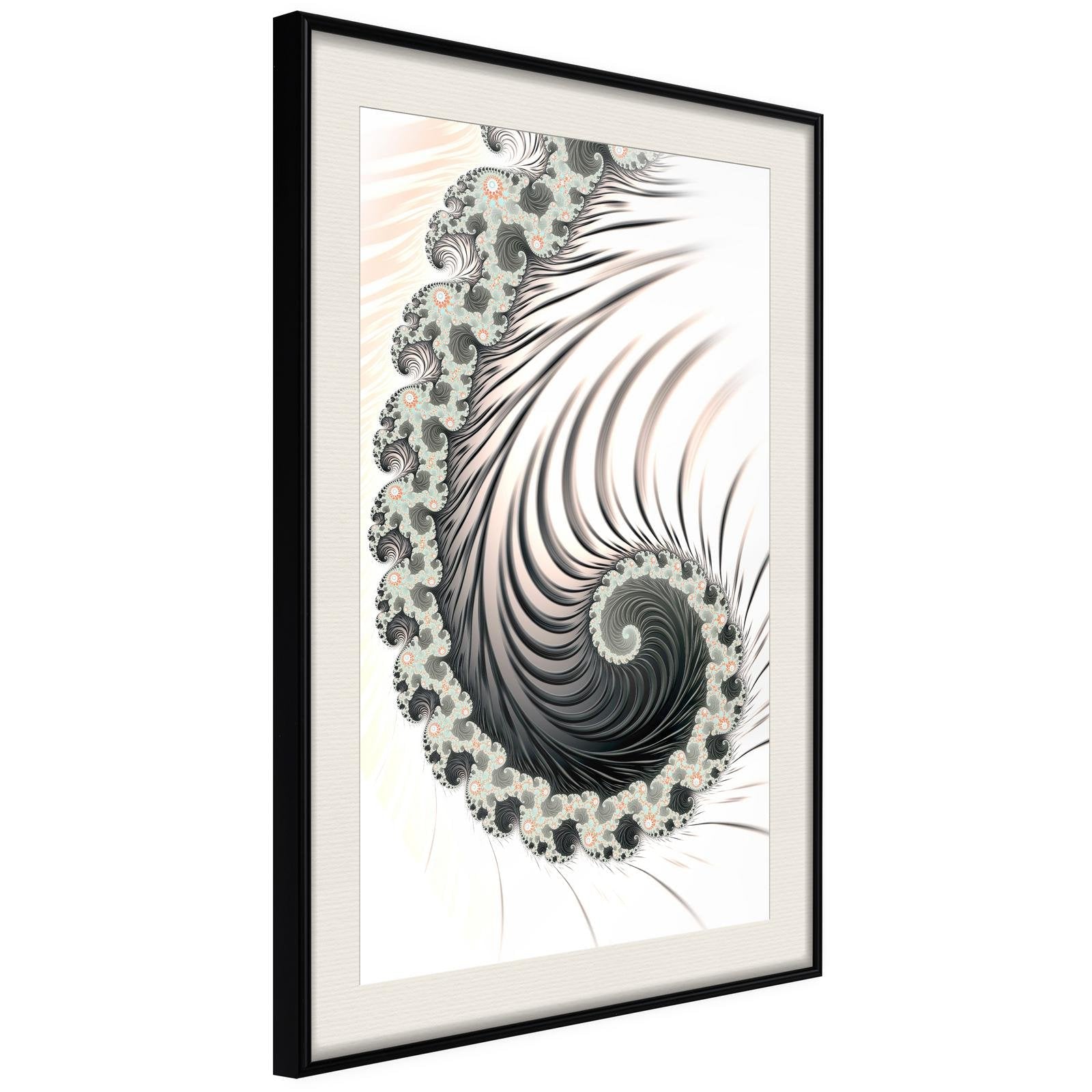 Inramad Poster / Tavla - Fractal Spiral (Positive)-Poster Inramad-Artgeist-20x30-Svart ram med passepartout-peaceofhome.se
