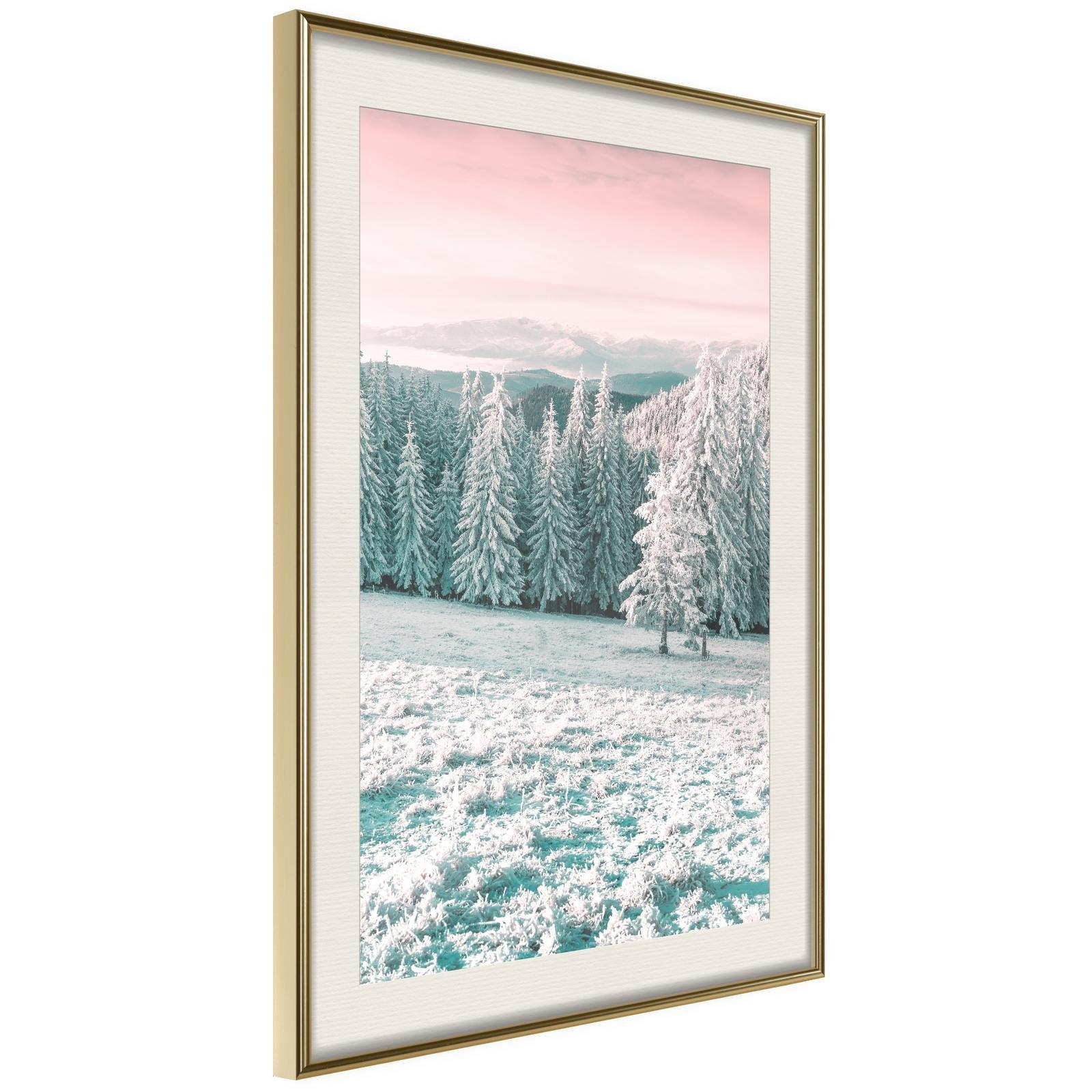 Inramad Poster / Tavla - Frosty Landscape-Poster Inramad-Artgeist-20x30-Guldram med passepartout-peaceofhome.se